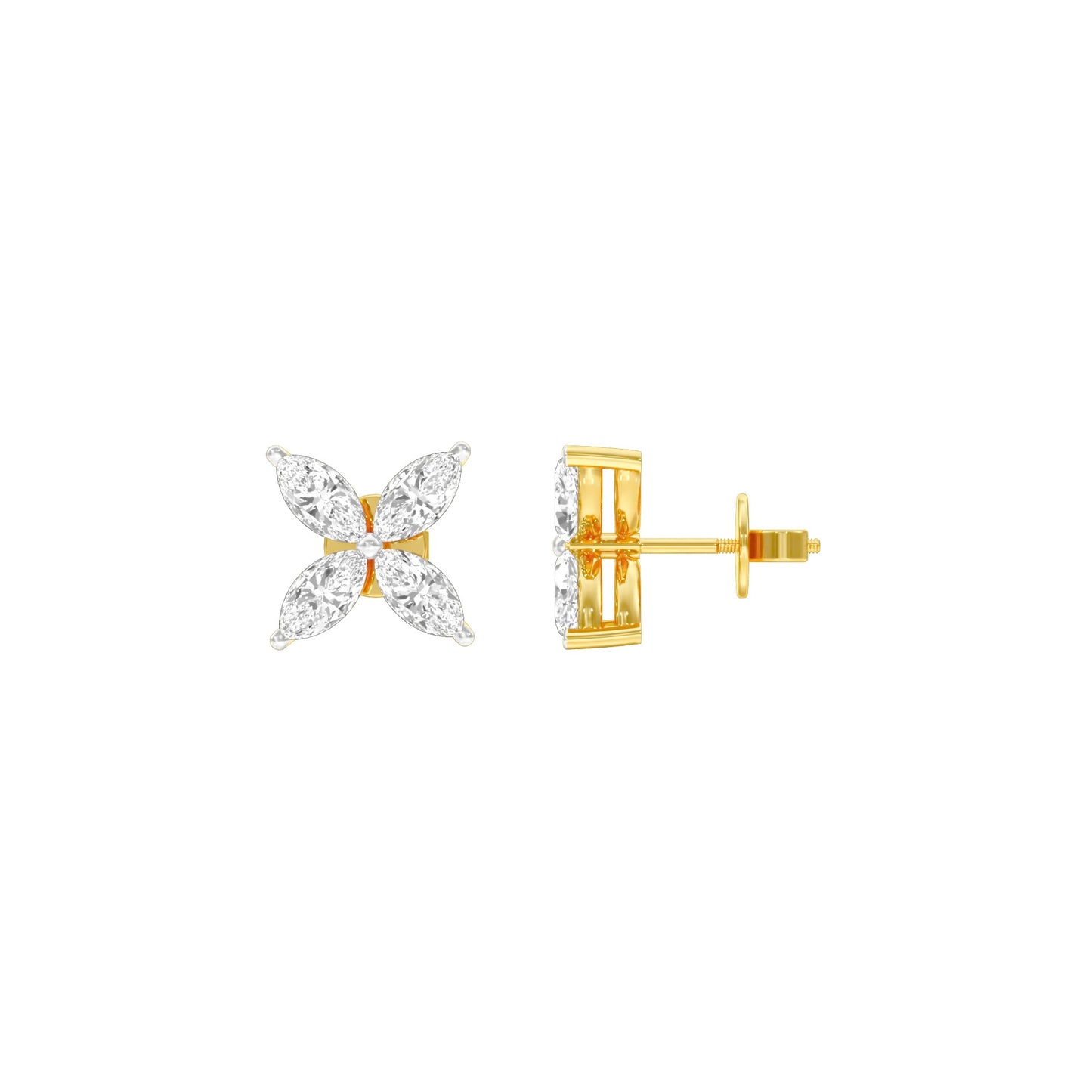 Tiny Turbines Diamond Stud Earrings 18 KT / Yellow Gold