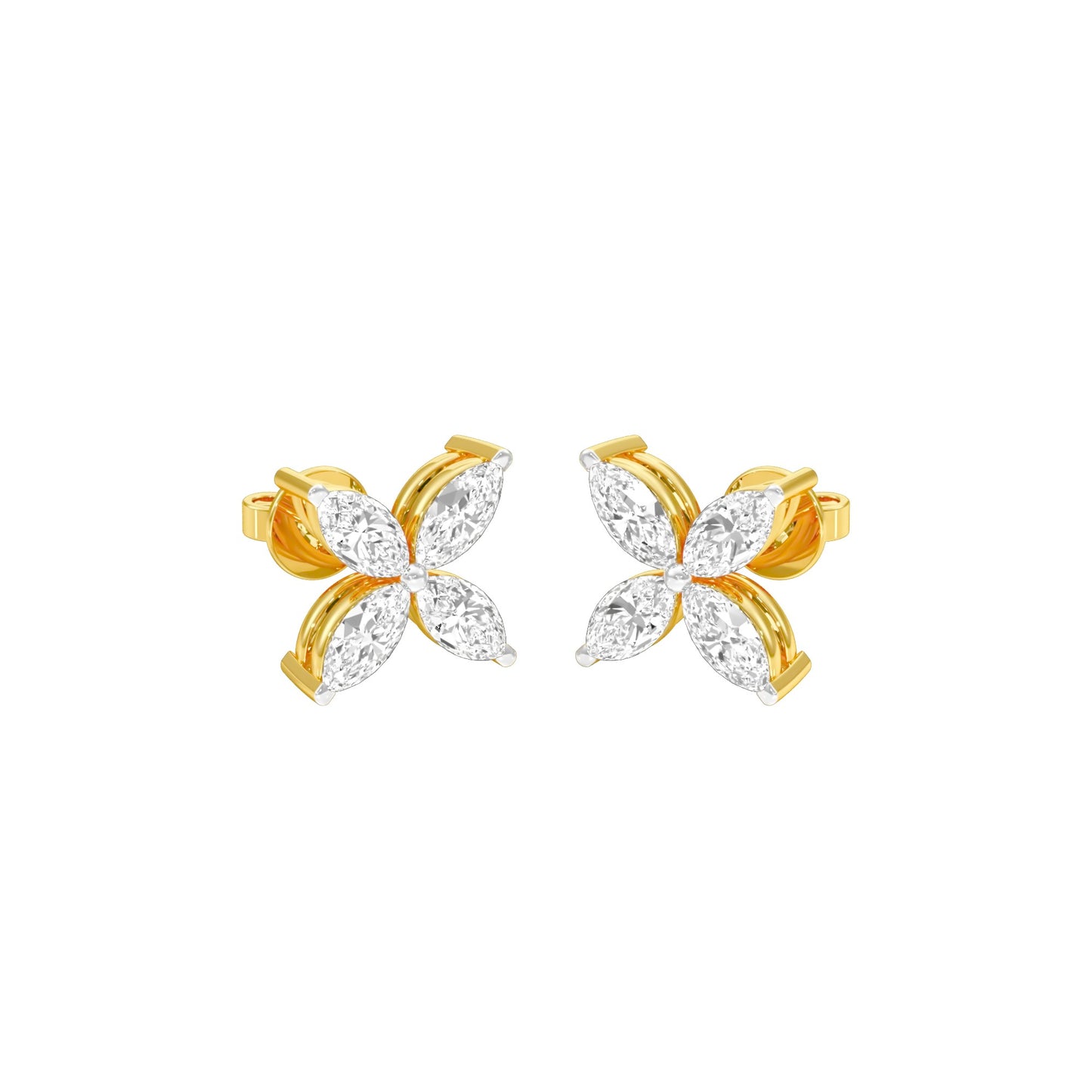 Tiny Turbines Diamond Stud Earrings 18 KT / Yellow Gold