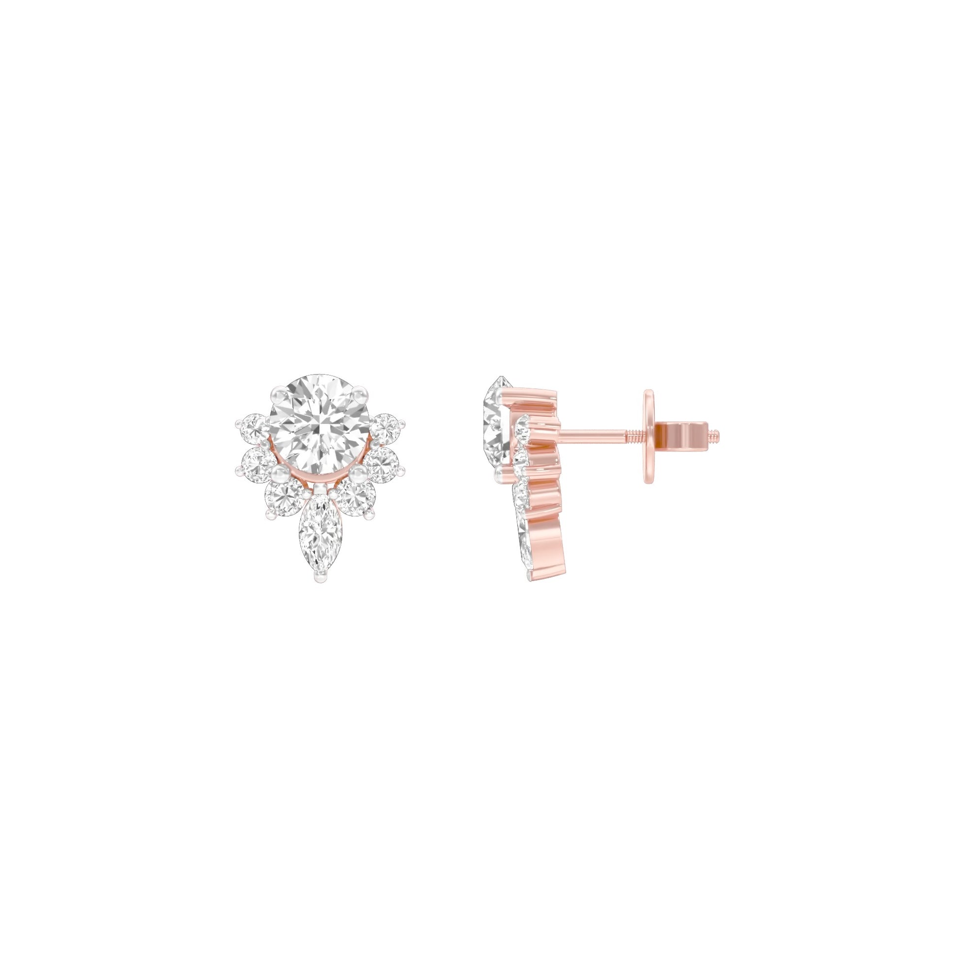 Morning Mist Diamond Stud Earrings 18 KT / Rose Gold