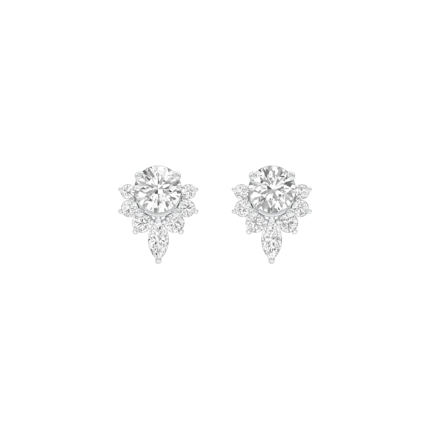 Morning Mist Diamond Stud Earrings 18 KT / White Gold
