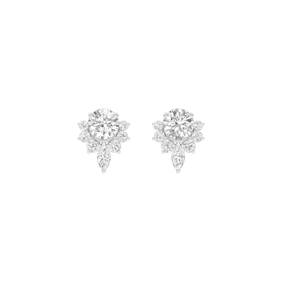 Morning Mist Diamond Stud Earrings 18 KT / White Gold