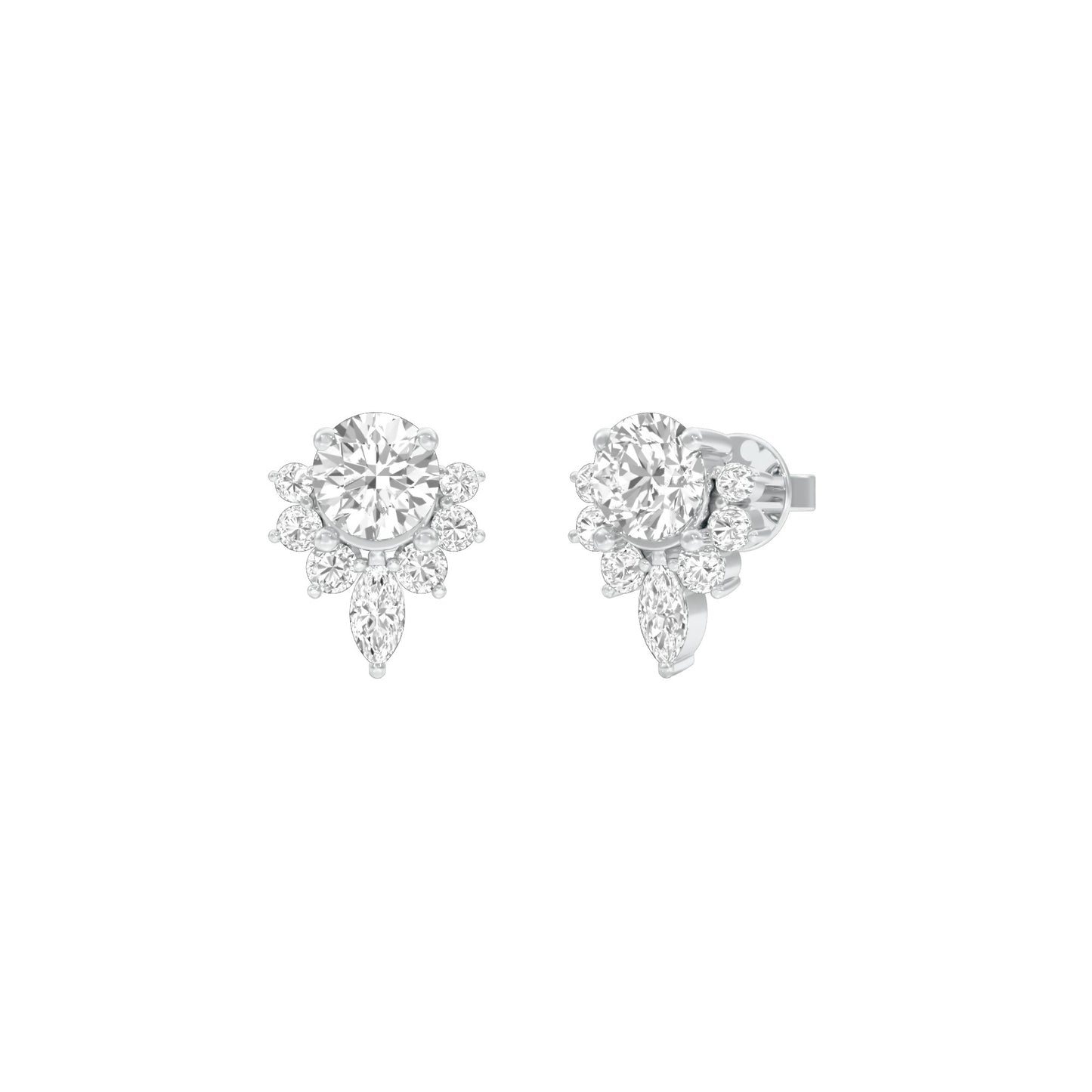 Morning Mist Diamond Stud Earrings 18 KT / White Gold