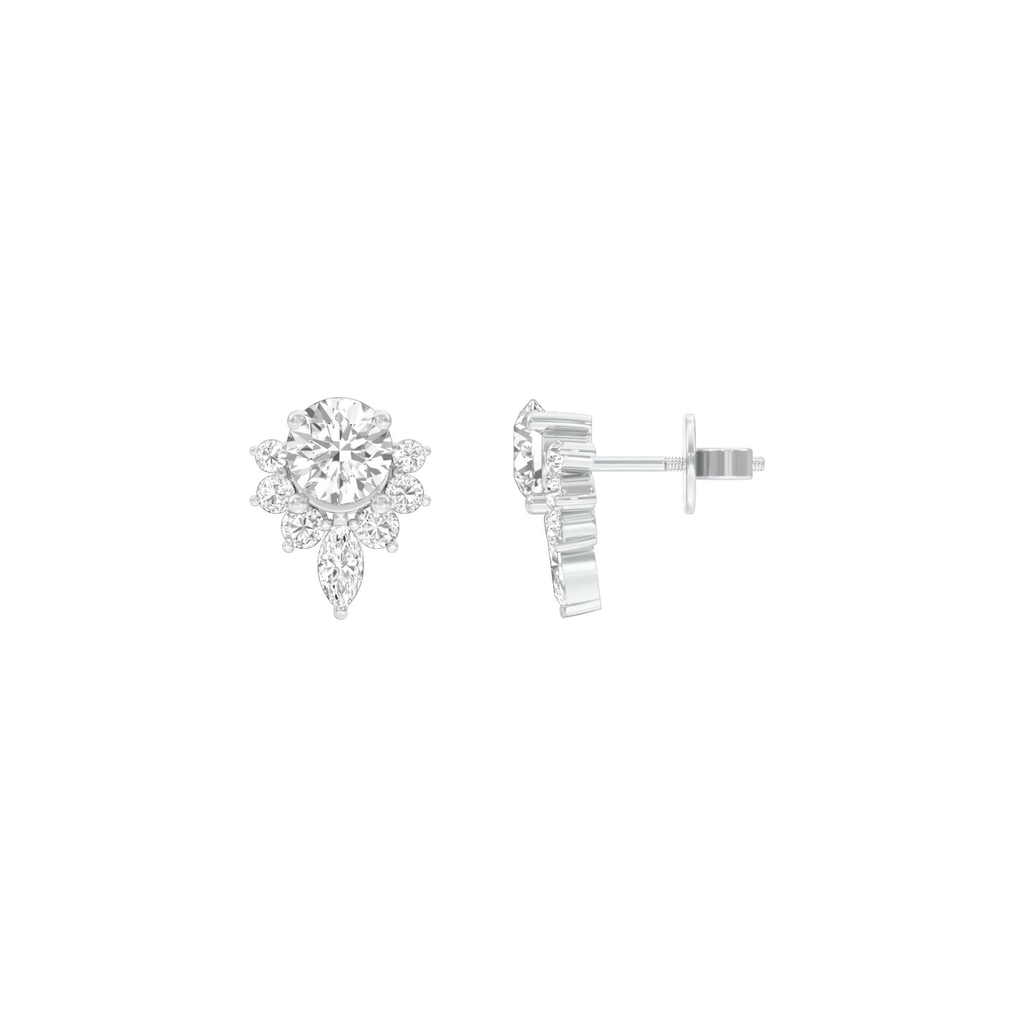 Morning Mist Diamond Stud Earrings 18 KT / White Gold