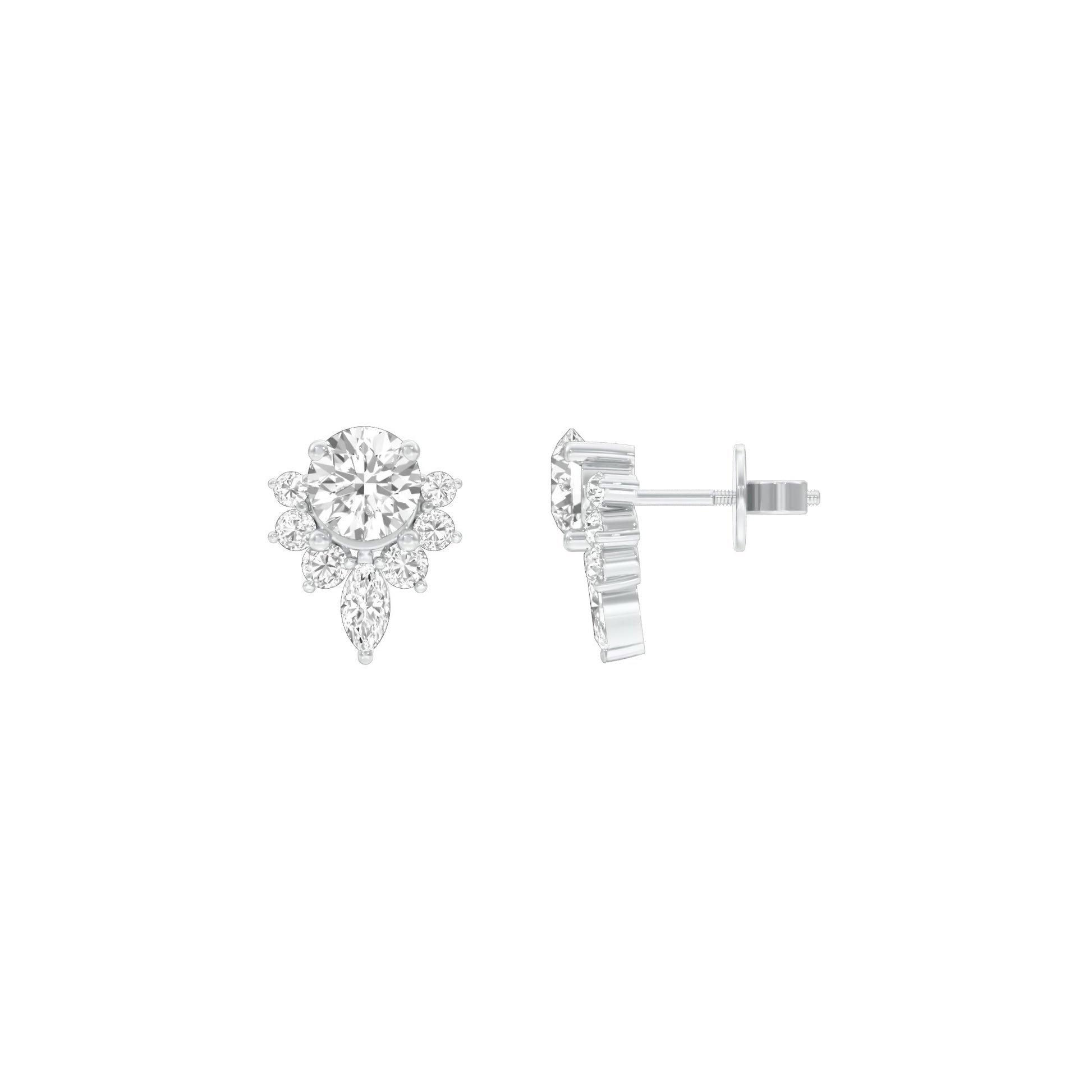 Morning Mist Diamond Stud Earrings 18 KT / White Gold