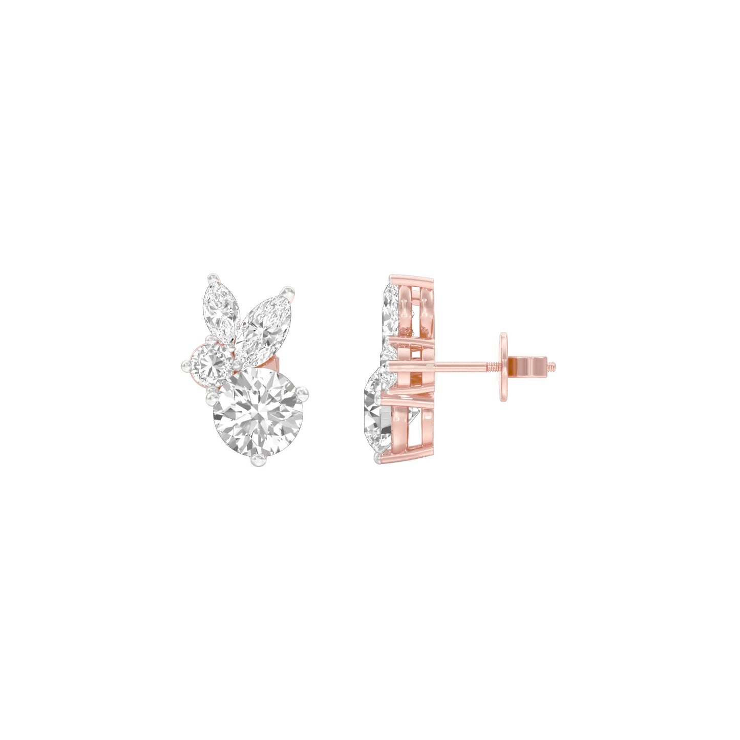 The Intercept Diamond Stud Earrings 18 KT / Rose Gold