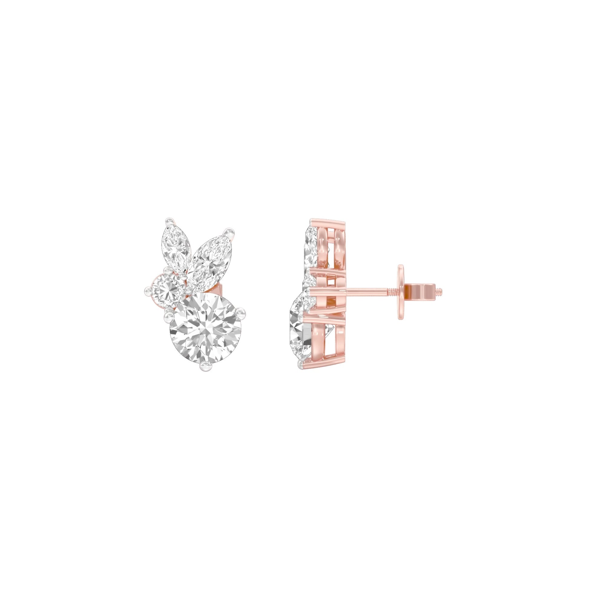 The Intercept Diamond Stud Earrings 18 KT / Rose Gold