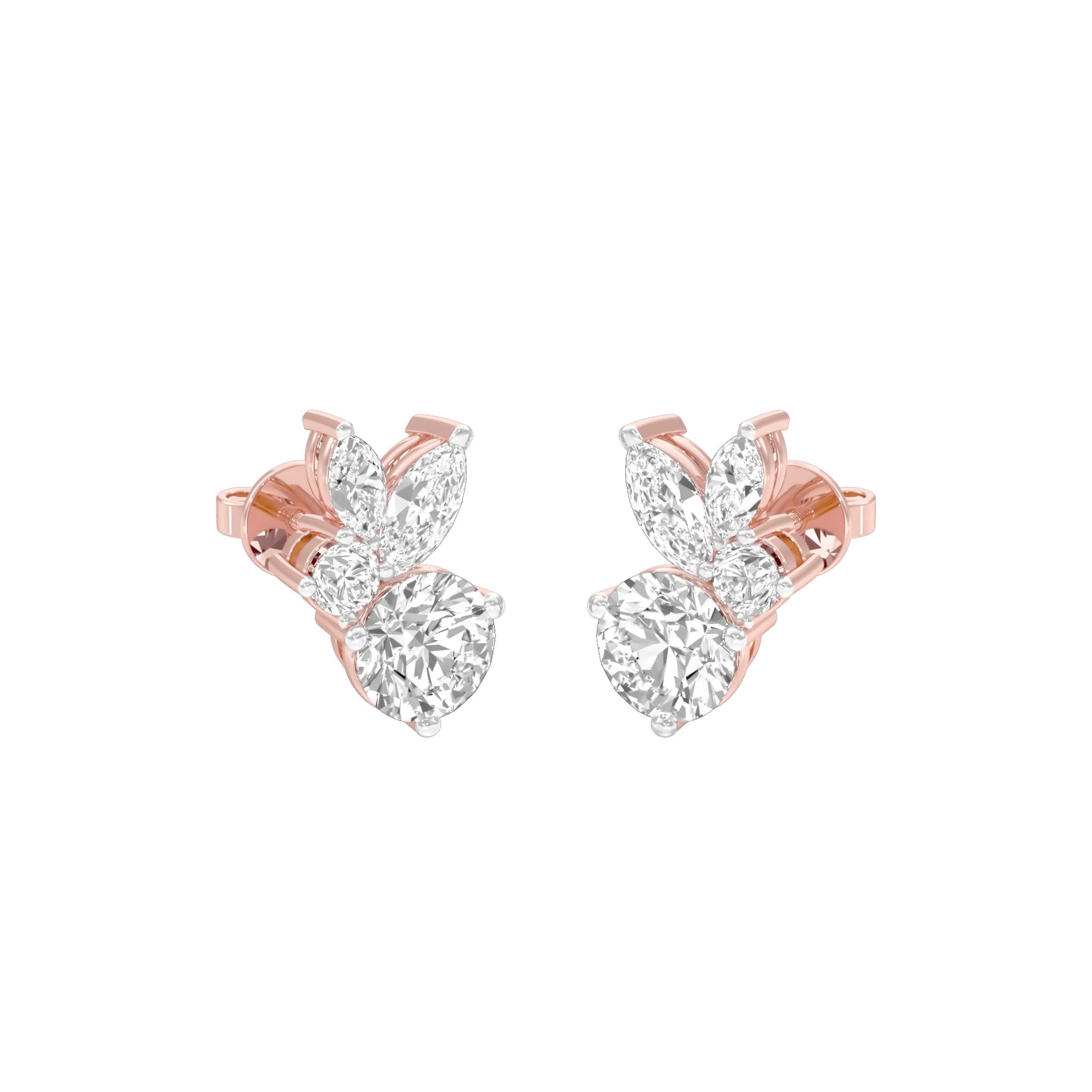 The Intercept Diamond Stud Earrings 18 KT / Rose Gold