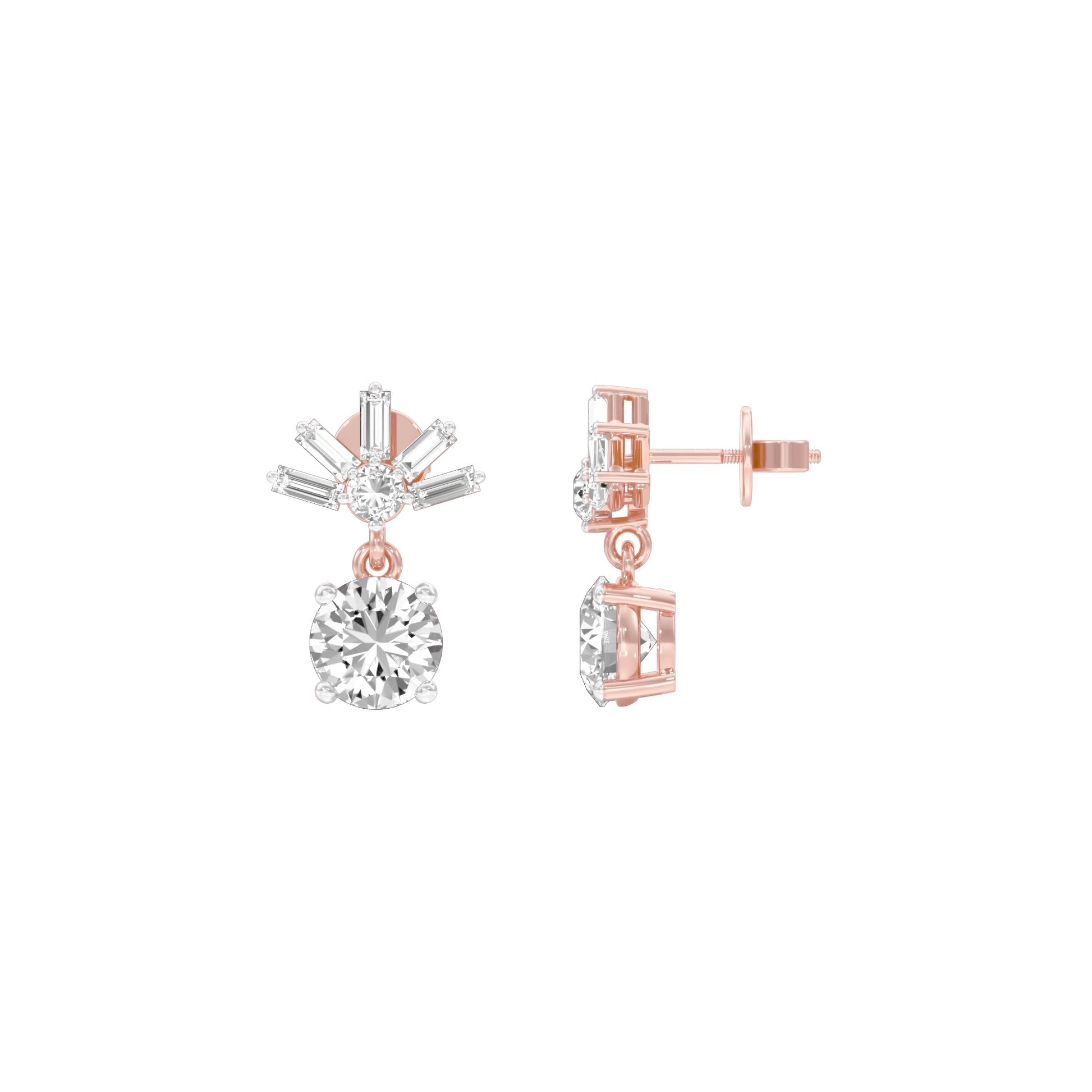 Sunbeam Spark Diamond Drop Earrings 18 KT / Rose Gold