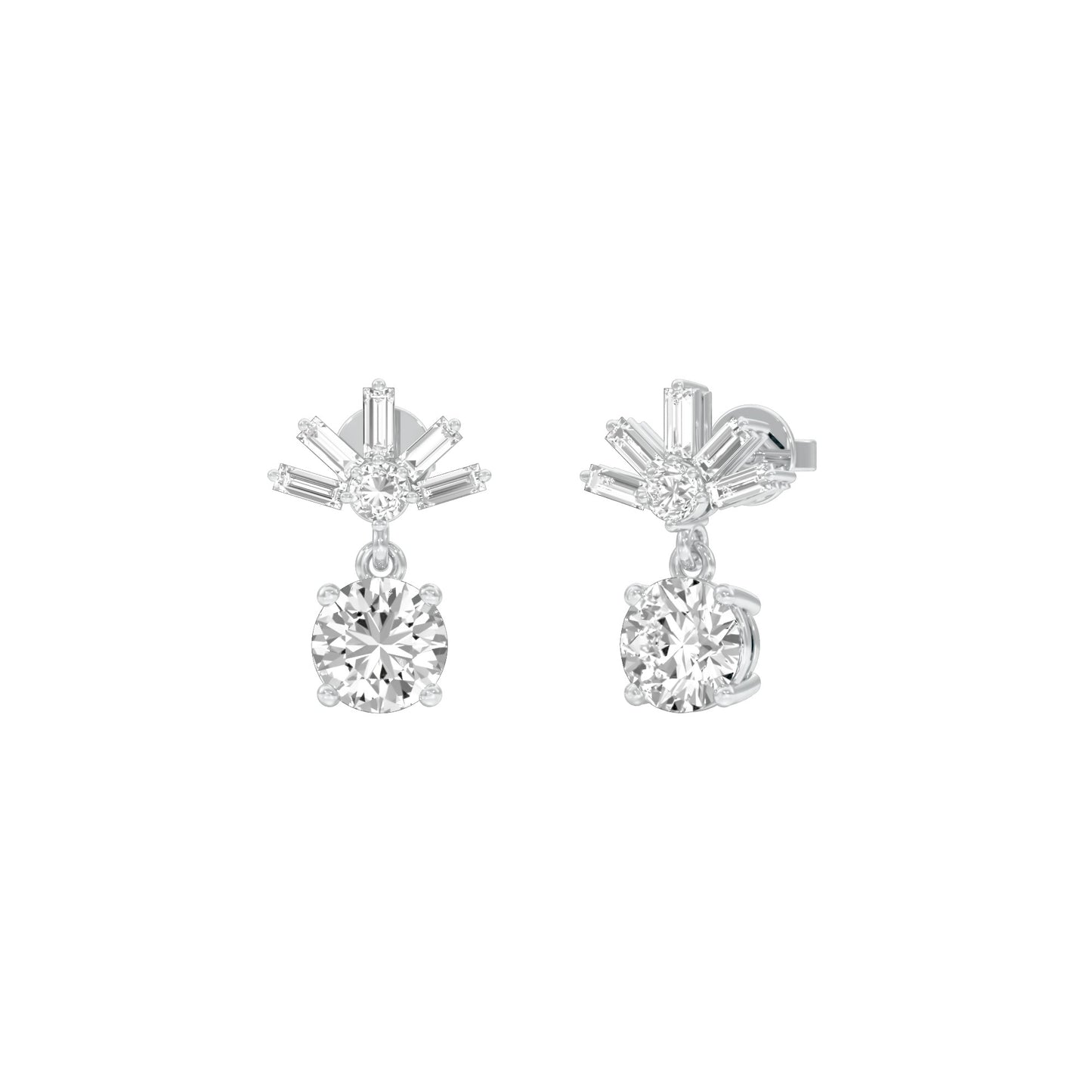 Sunbeam Spark Diamond Drop Earrings 18 KT / White Gold