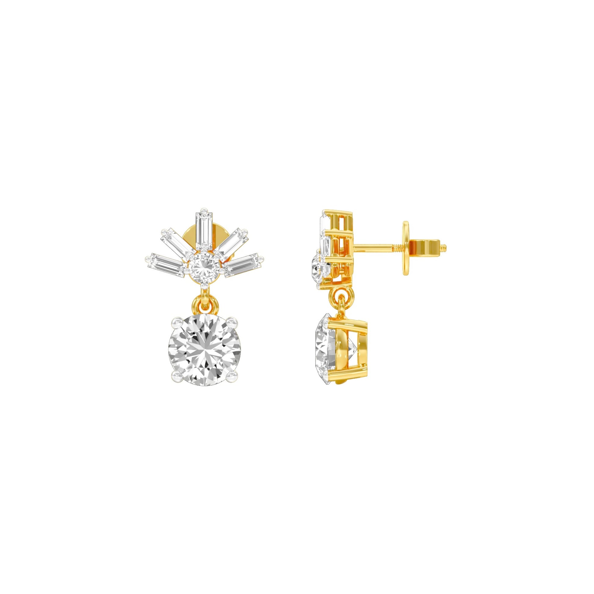 Sunbeam Spark Diamond Drop Earrings 18 KT / Yellow Gold