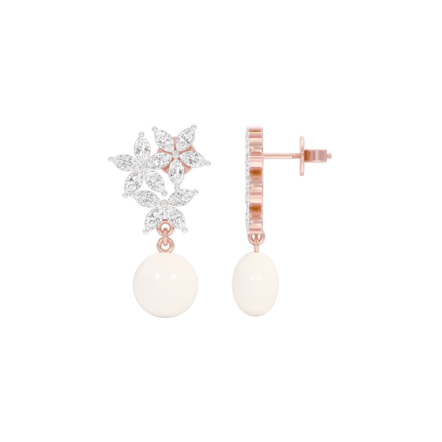 Mosslight Diamond Drop Earrings 18 KT / Rose Gold
