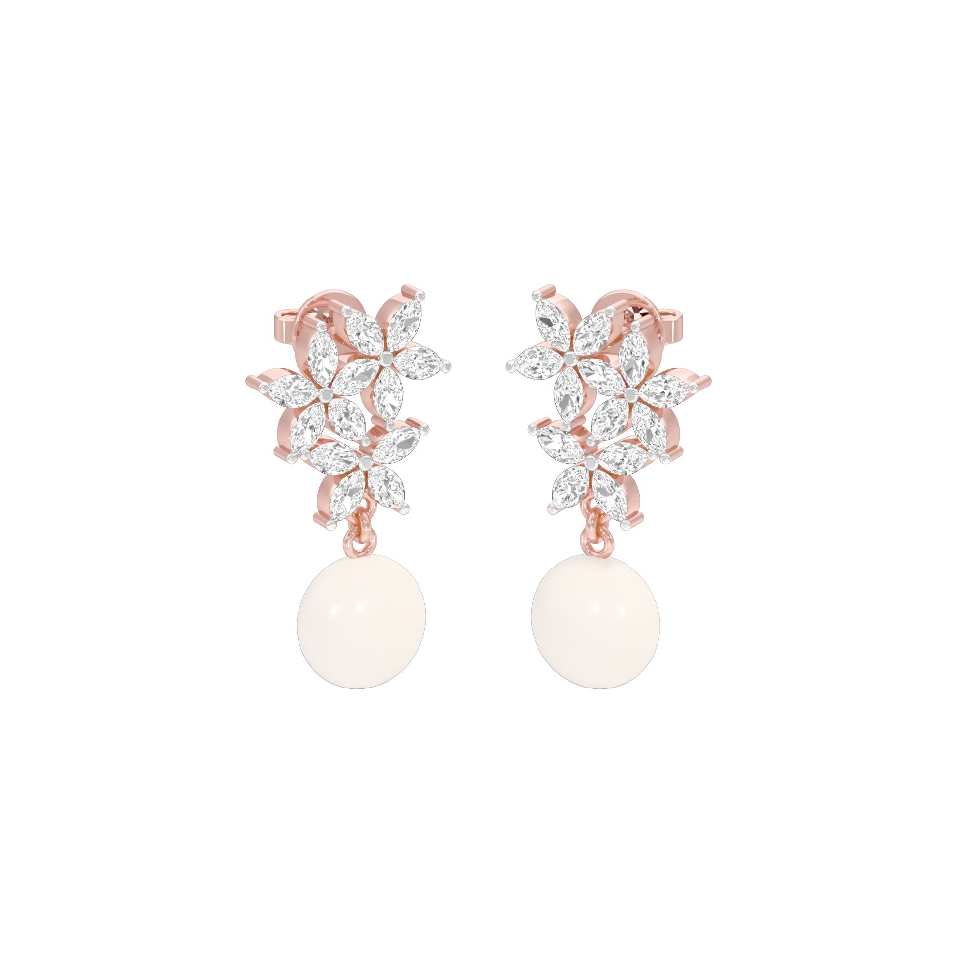 Mosslight Diamond Drop Earrings 18 KT / Rose Gold