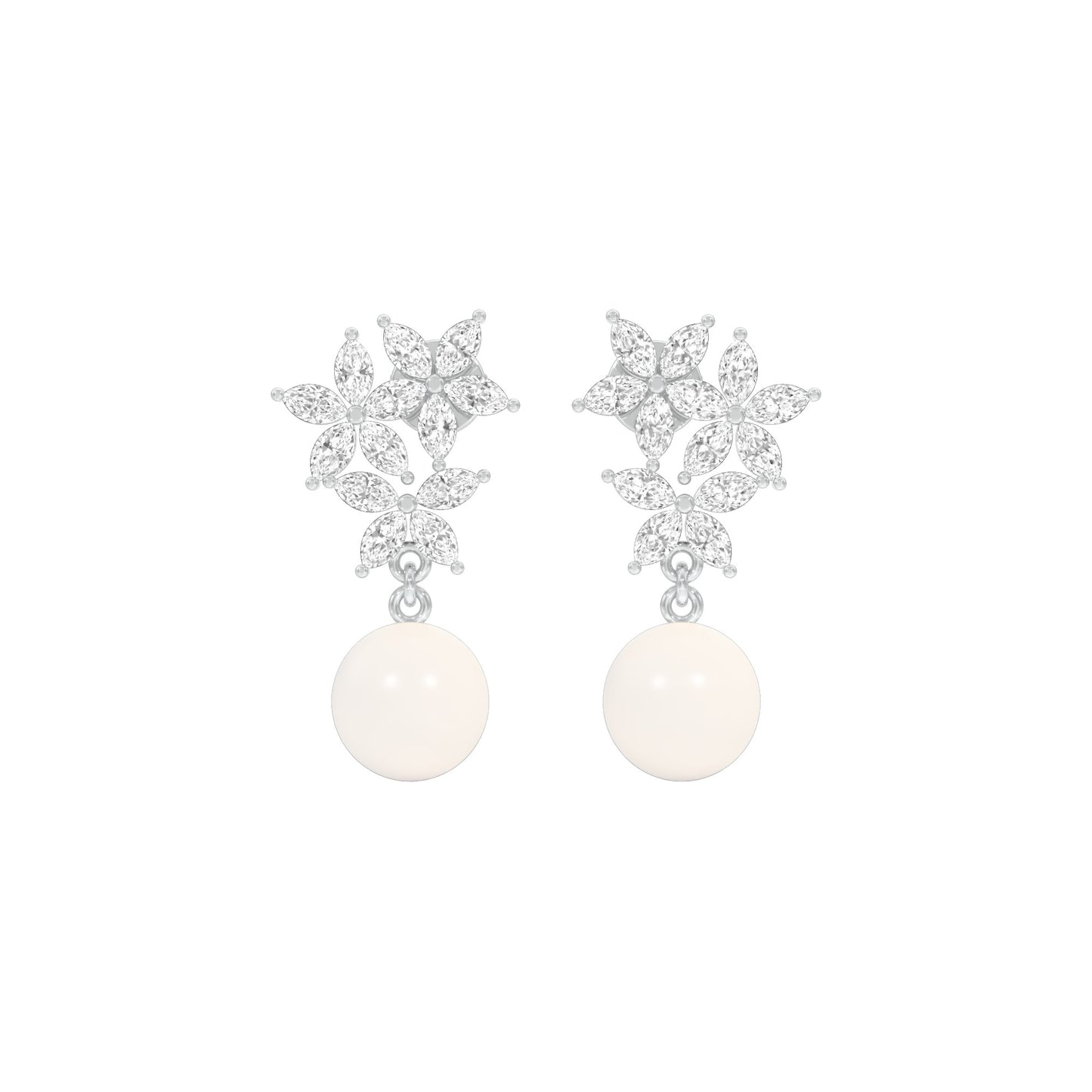Mosslight Diamond Drop Earrings 18 KT / White Gold