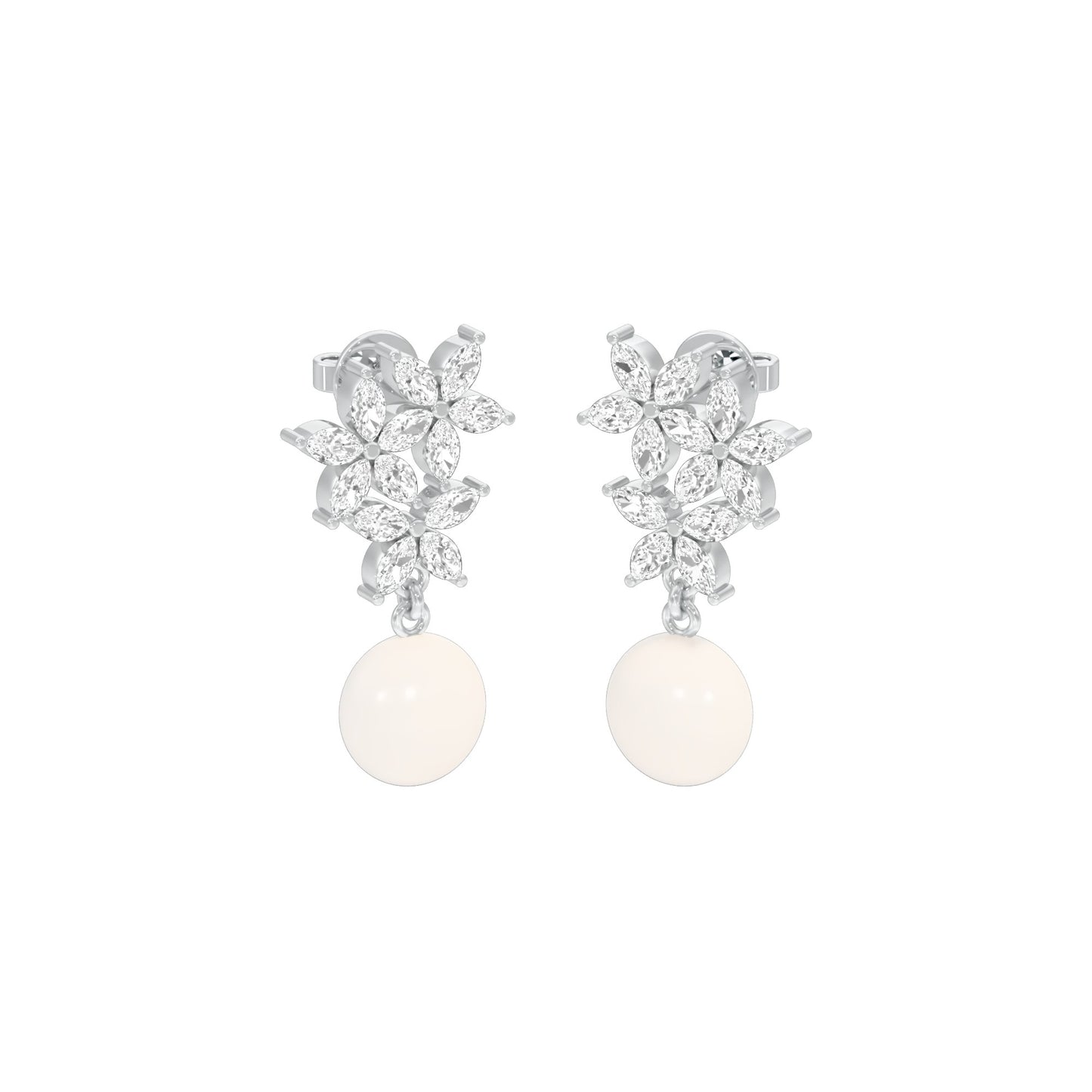 Mosslight Diamond Drop Earrings 18 KT / White Gold