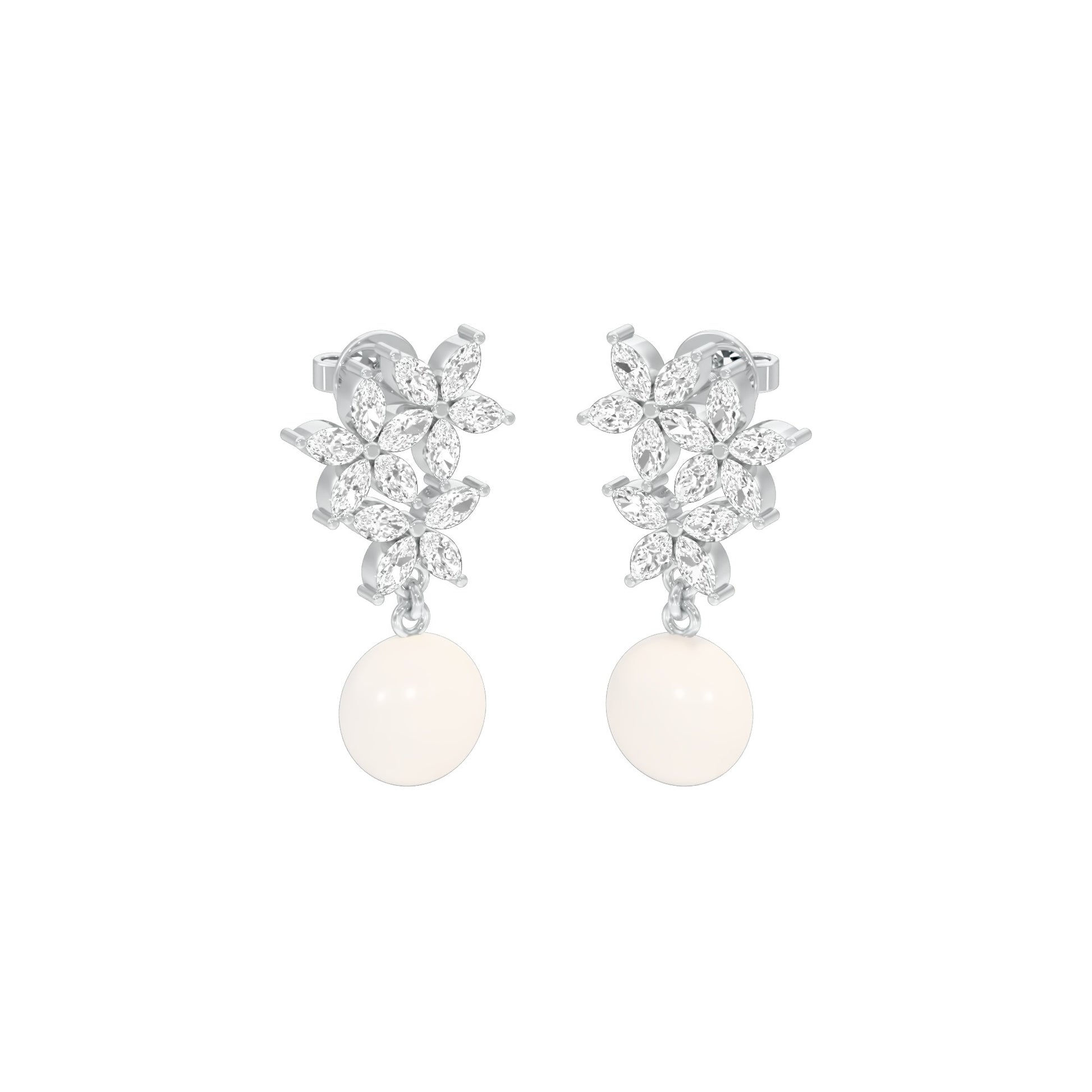 Mosslight Diamond Drop Earrings 18 KT / White Gold