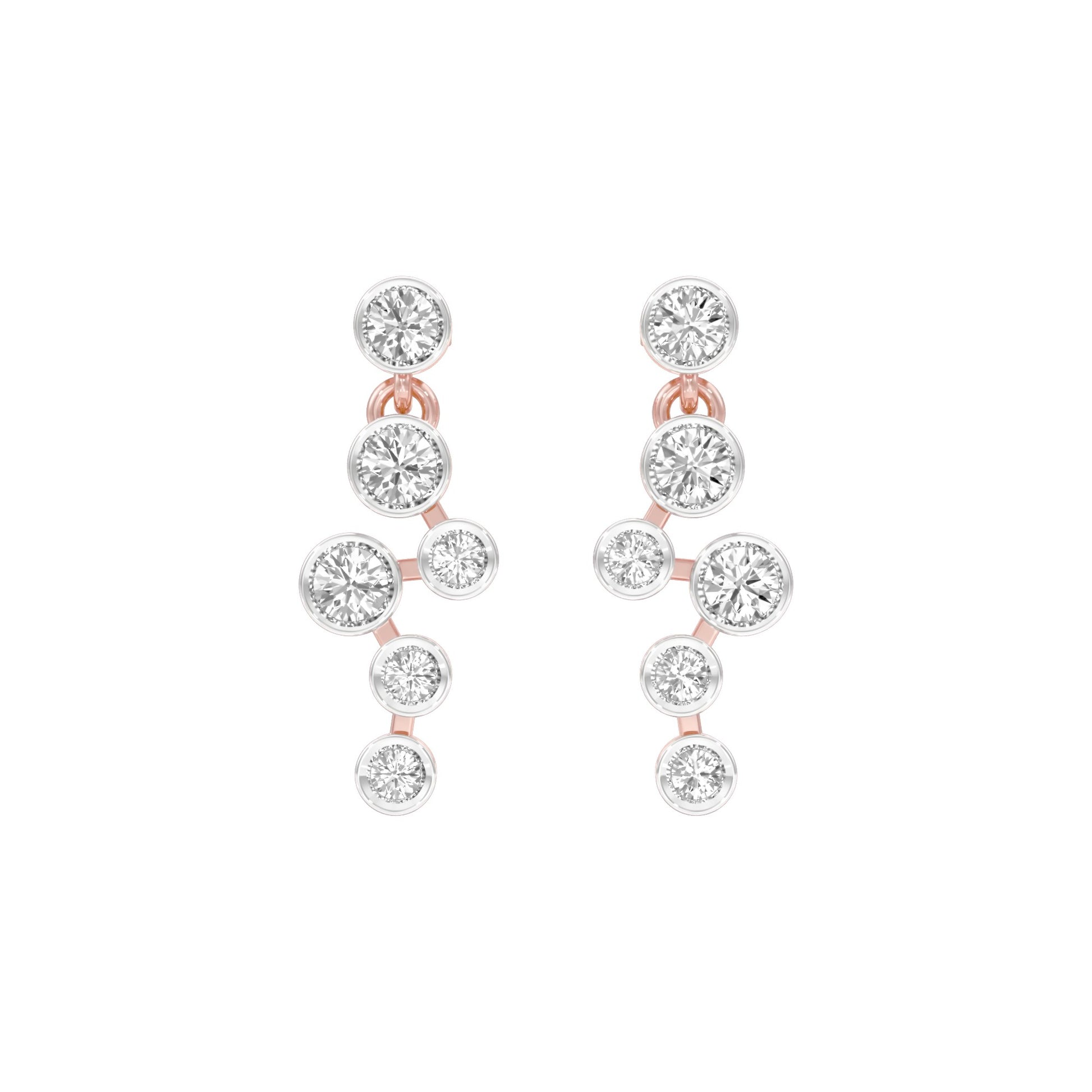 Dots in Motion Diamond Drop Earrings 18 KT / Rose Gold