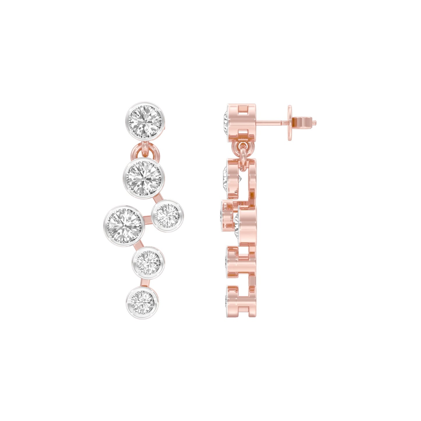 Dots in Motion Diamond Drop Earrings 18 KT / Rose Gold