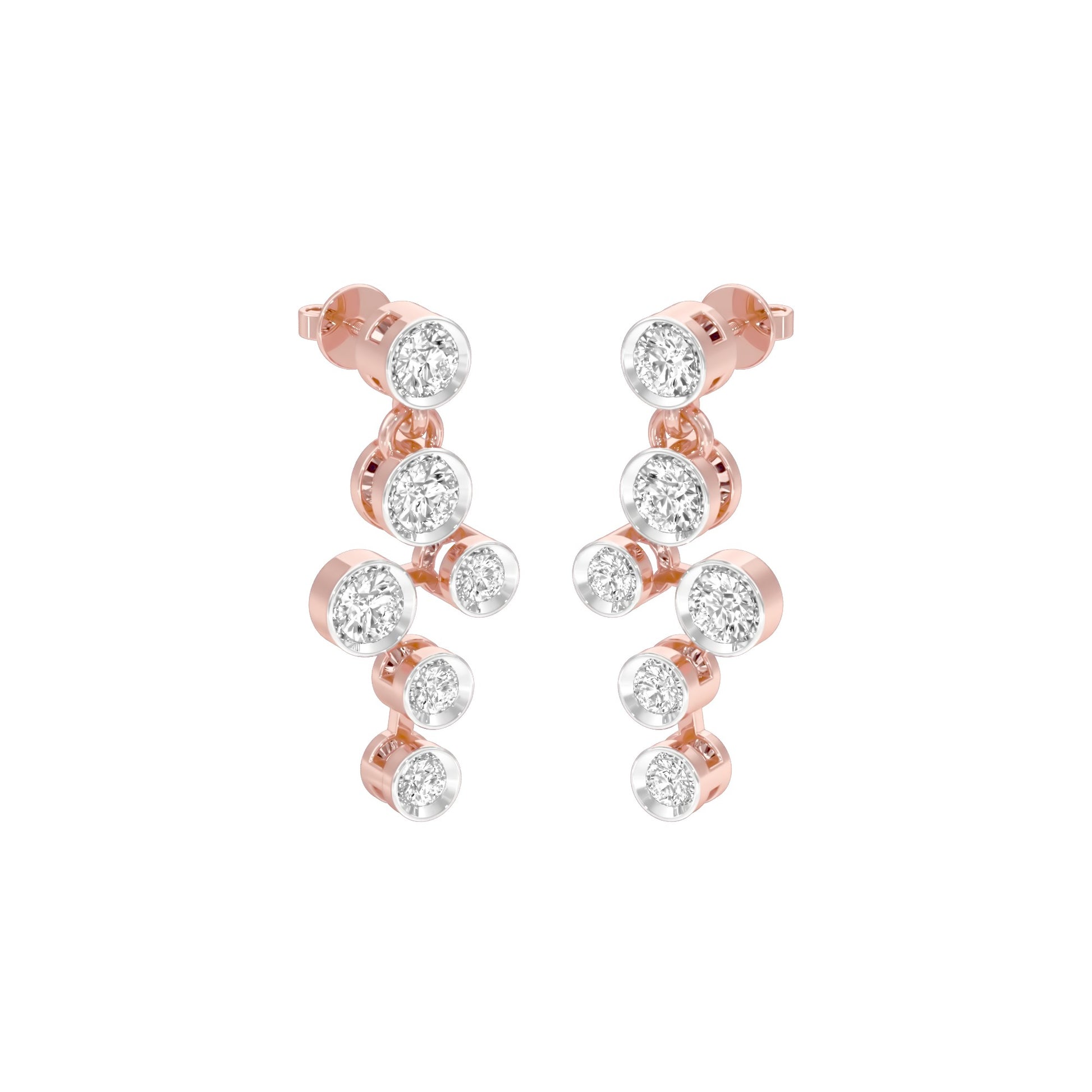 Dots in Motion Diamond Drop Earrings 18 KT / Rose Gold