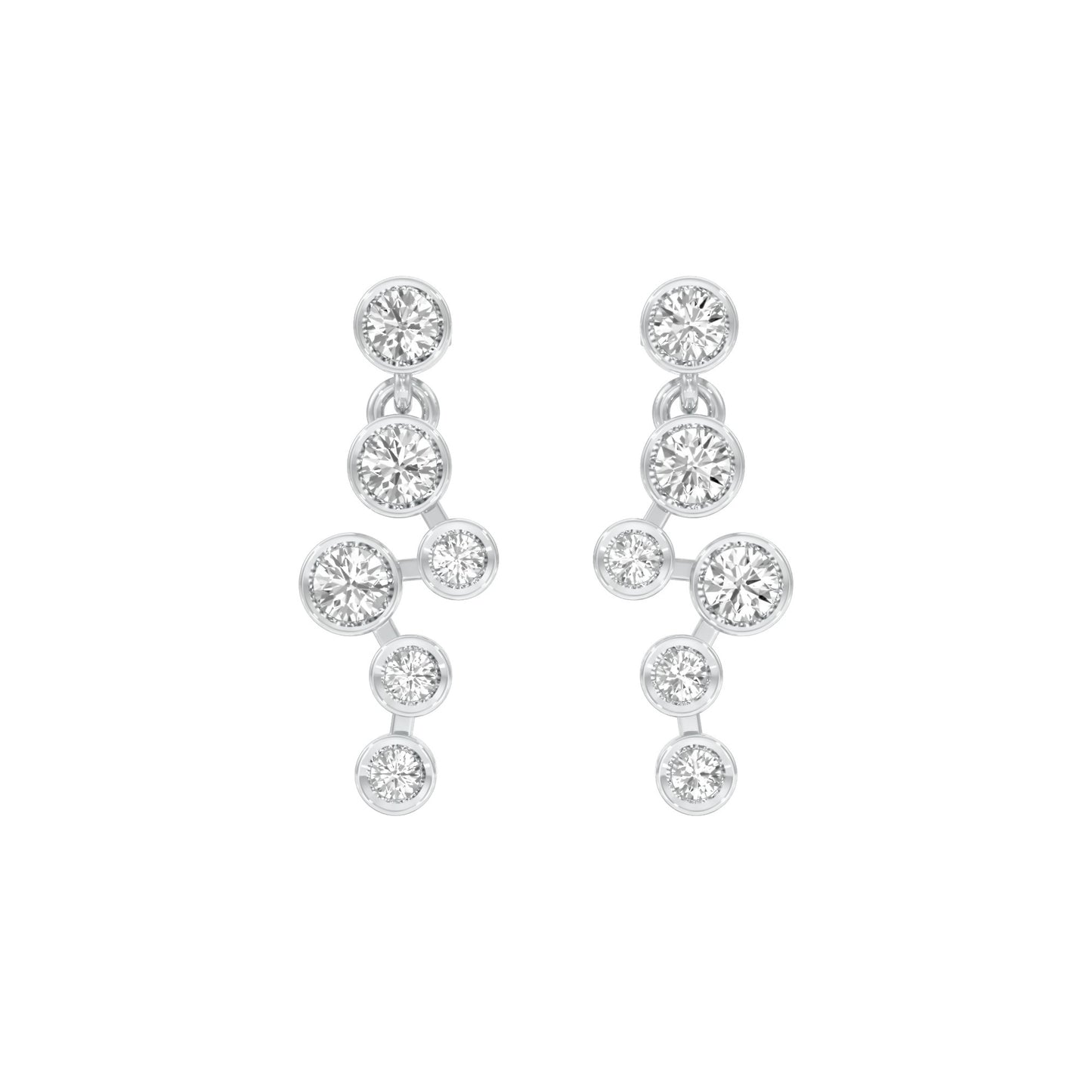 Dots in Motion Diamond Drop Earrings 18 KT / White Gold