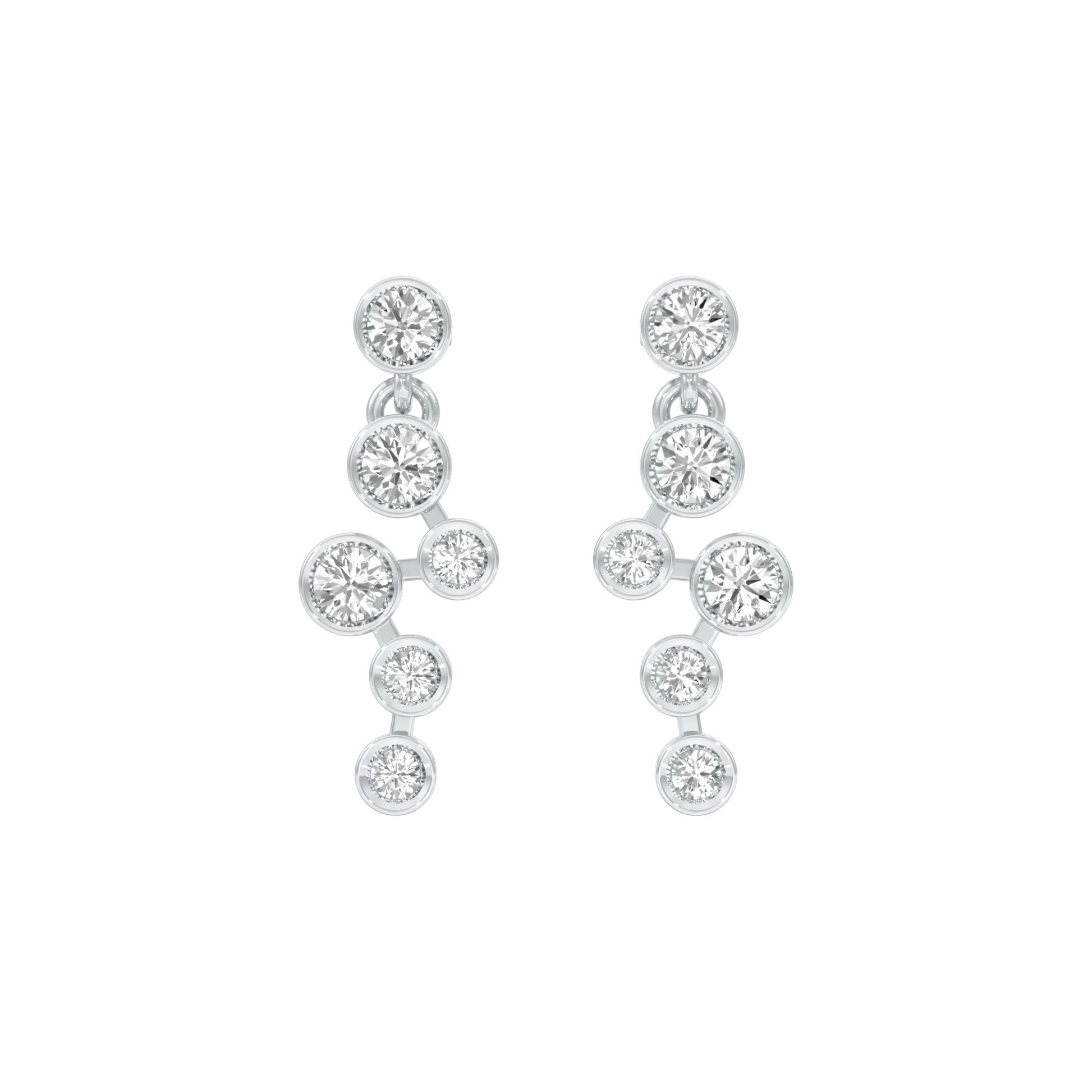Dots in Motion Diamond Drop Earrings 18 KT / White Gold
