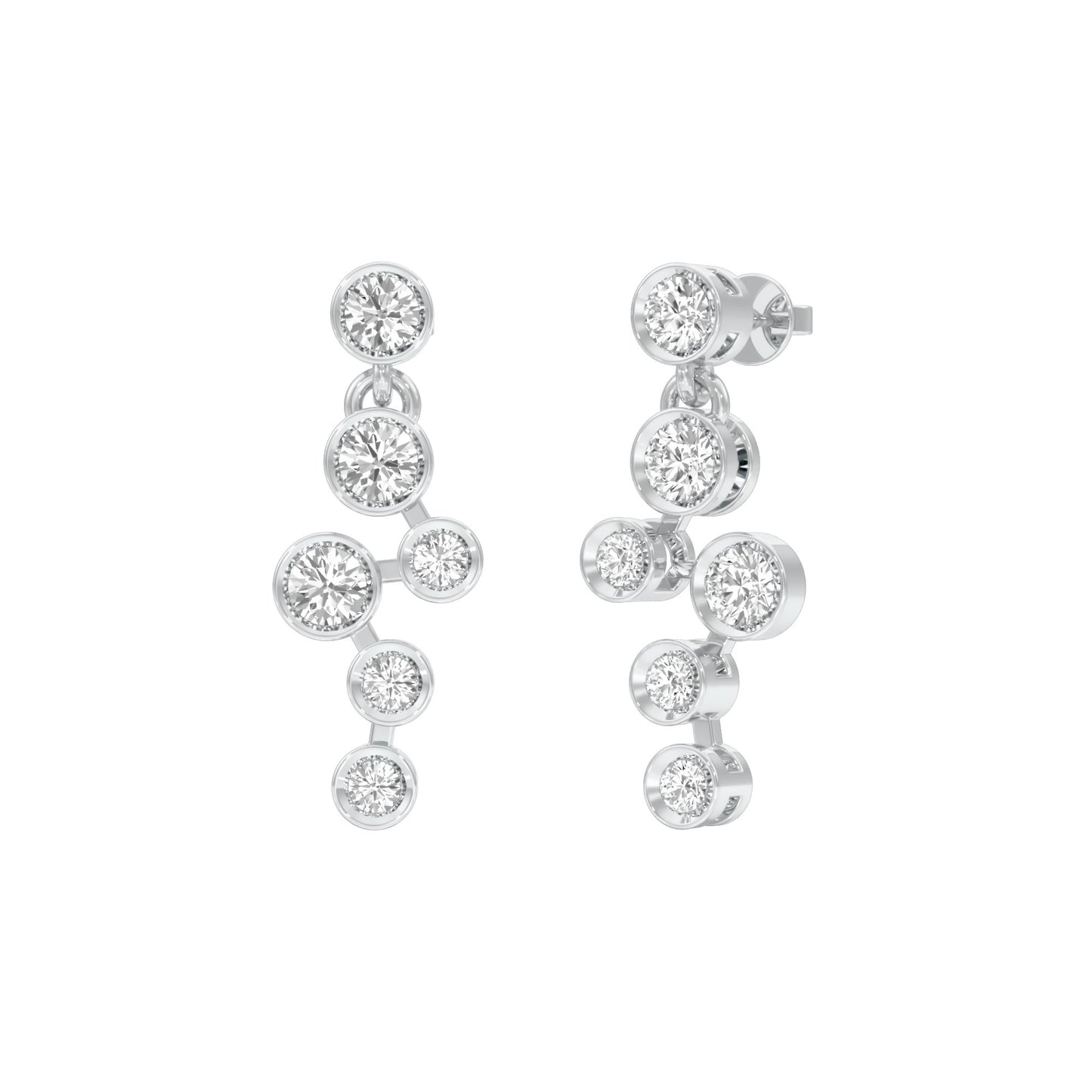 Dots in Motion Diamond Drop Earrings 18 KT / White Gold