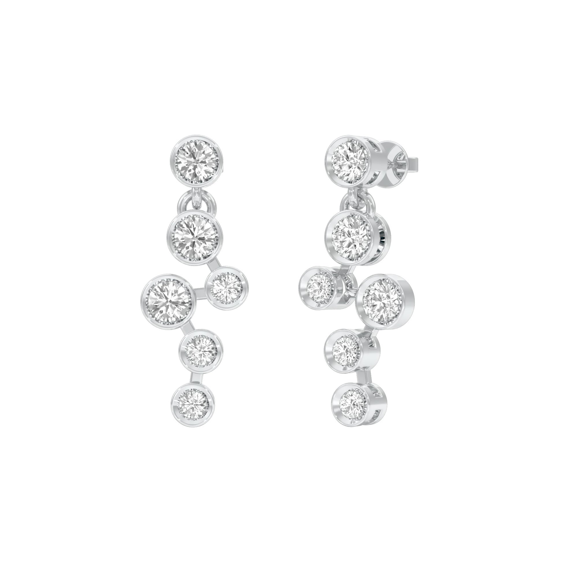 Dots in Motion Diamond Drop Earrings 18 KT / White Gold