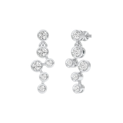 Dots in Motion Diamond Drop Earrings 18 KT / White Gold