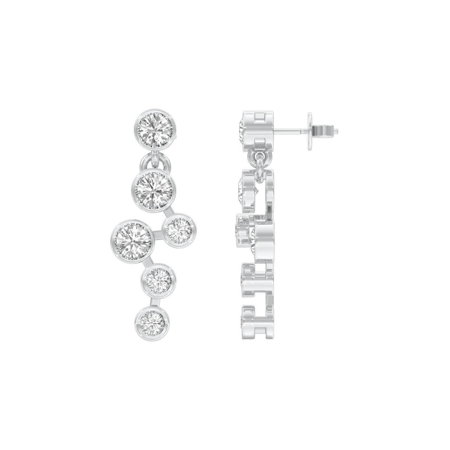 Dots in Motion Diamond Drop Earrings 18 KT / White Gold