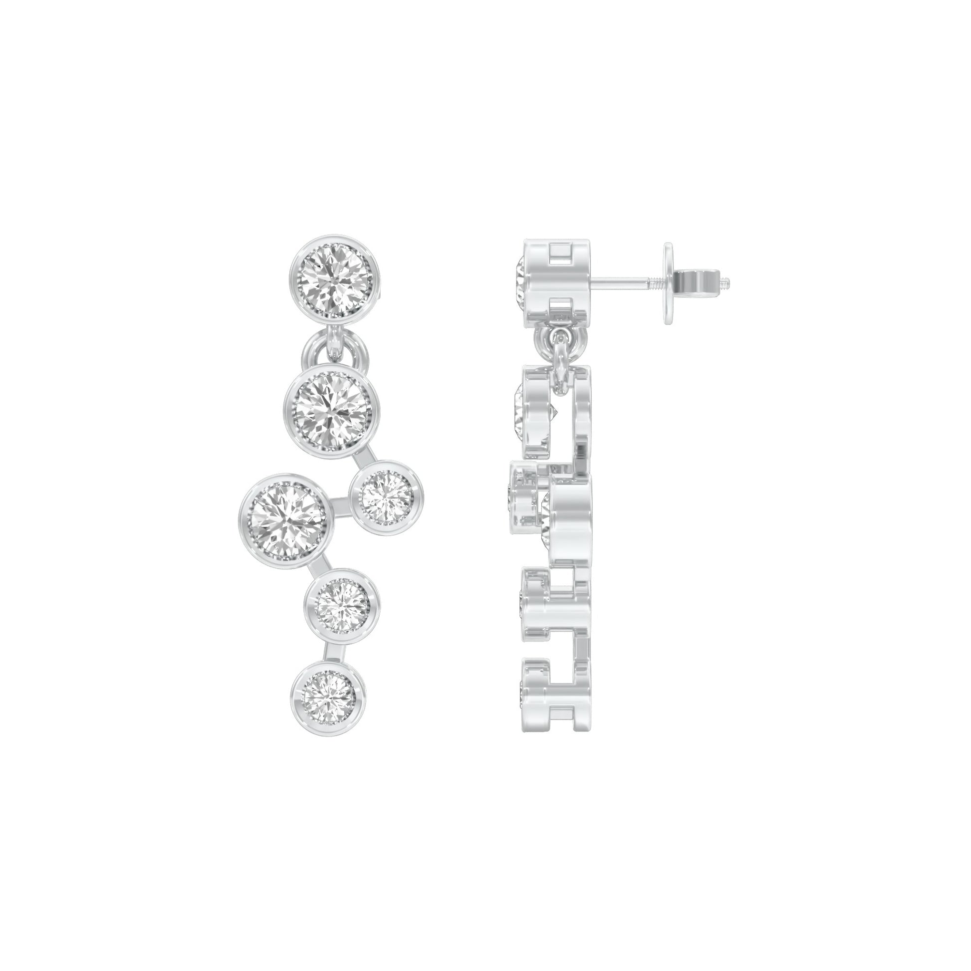 Dots in Motion Diamond Drop Earrings 18 KT / White Gold