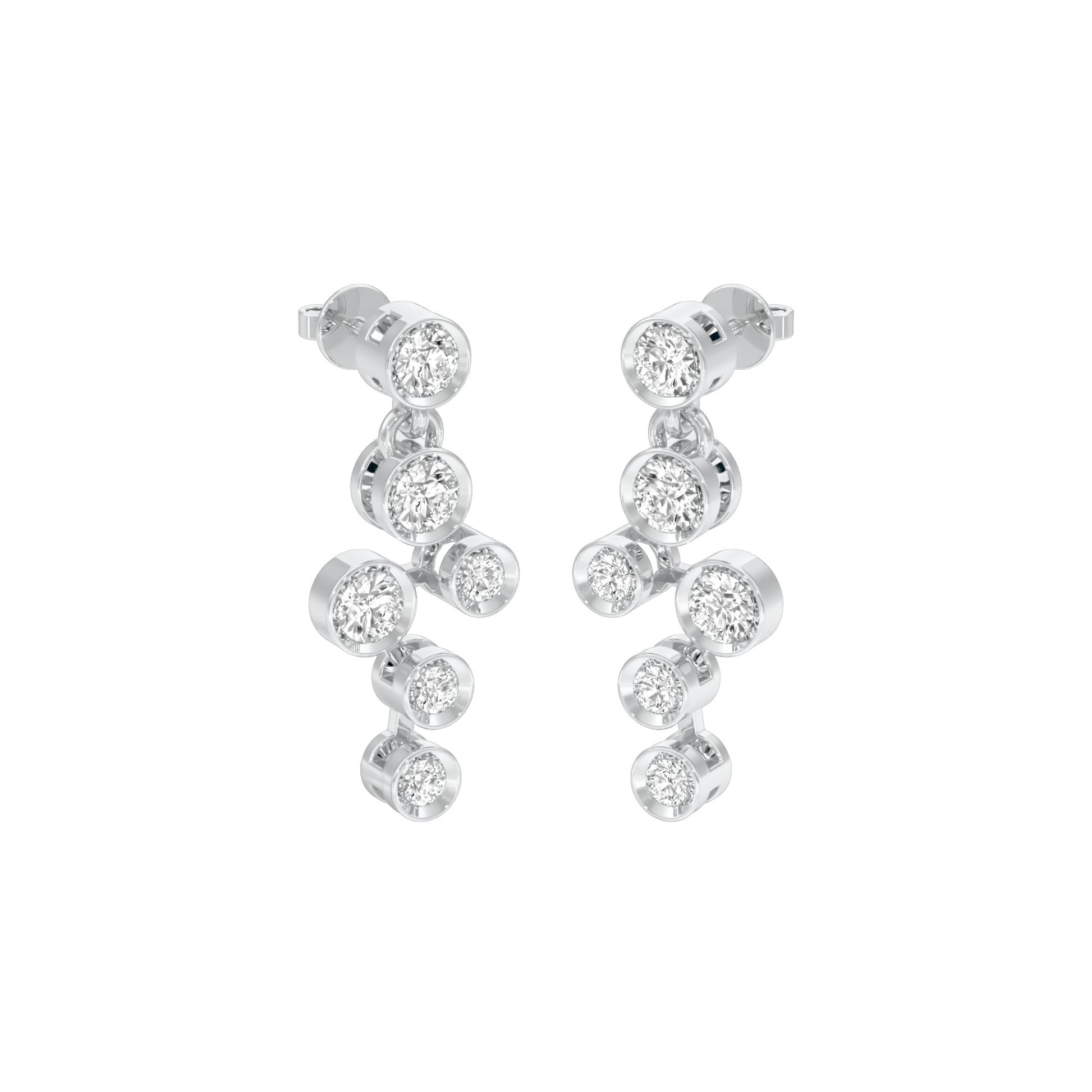 Dots in Motion Diamond Drop Earrings 18 KT / White Gold