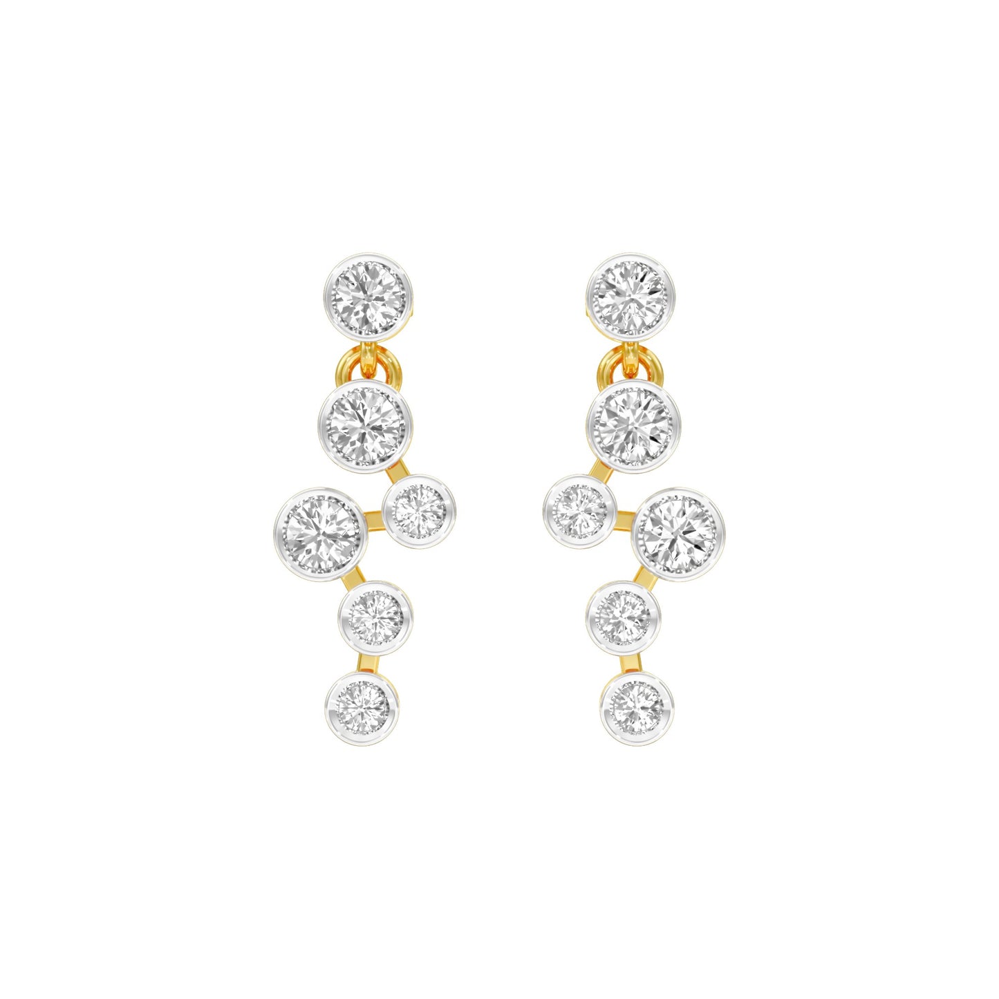 Dots in Motion Diamond Drop Earrings 18 KT / Yellow Gold