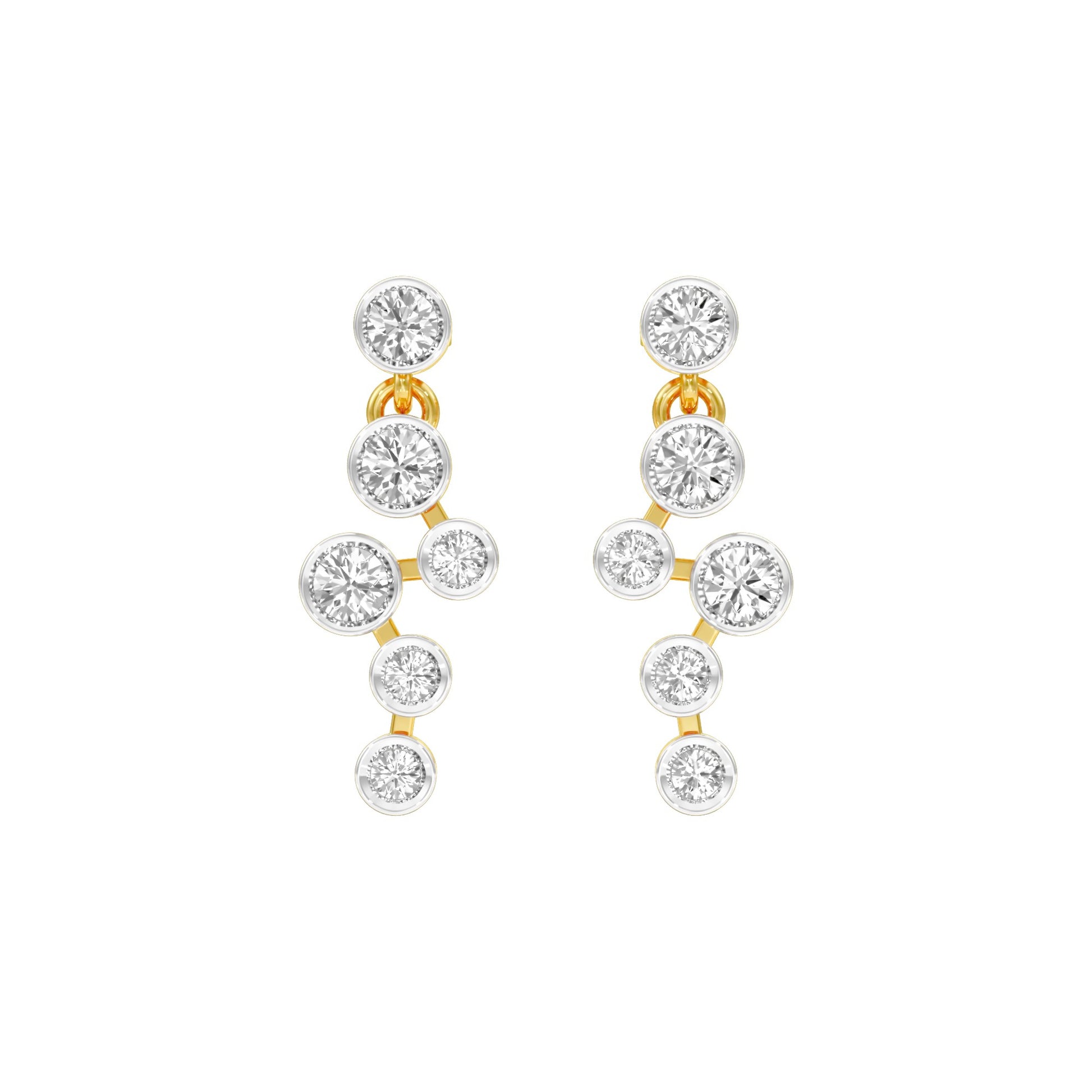 Dots in Motion Diamond Drop Earrings 18 KT / Yellow Gold