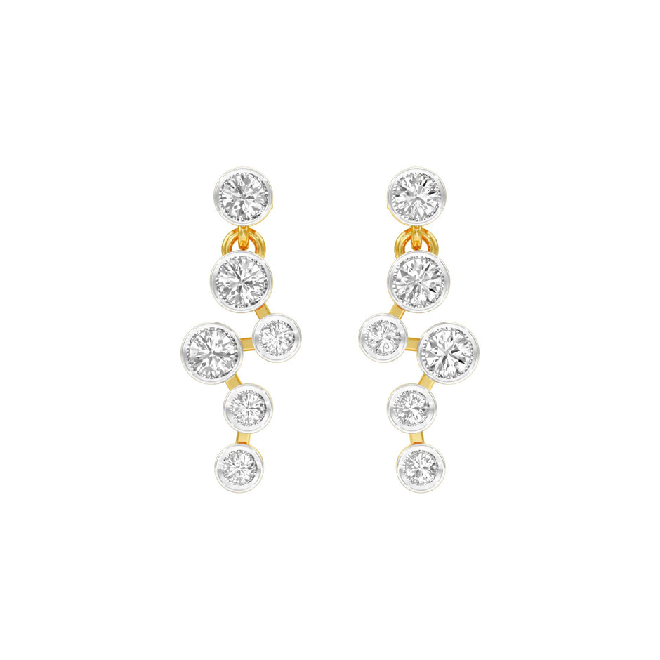 Dots in Motion Diamond Drop Earrings 18 KT / Yellow Gold