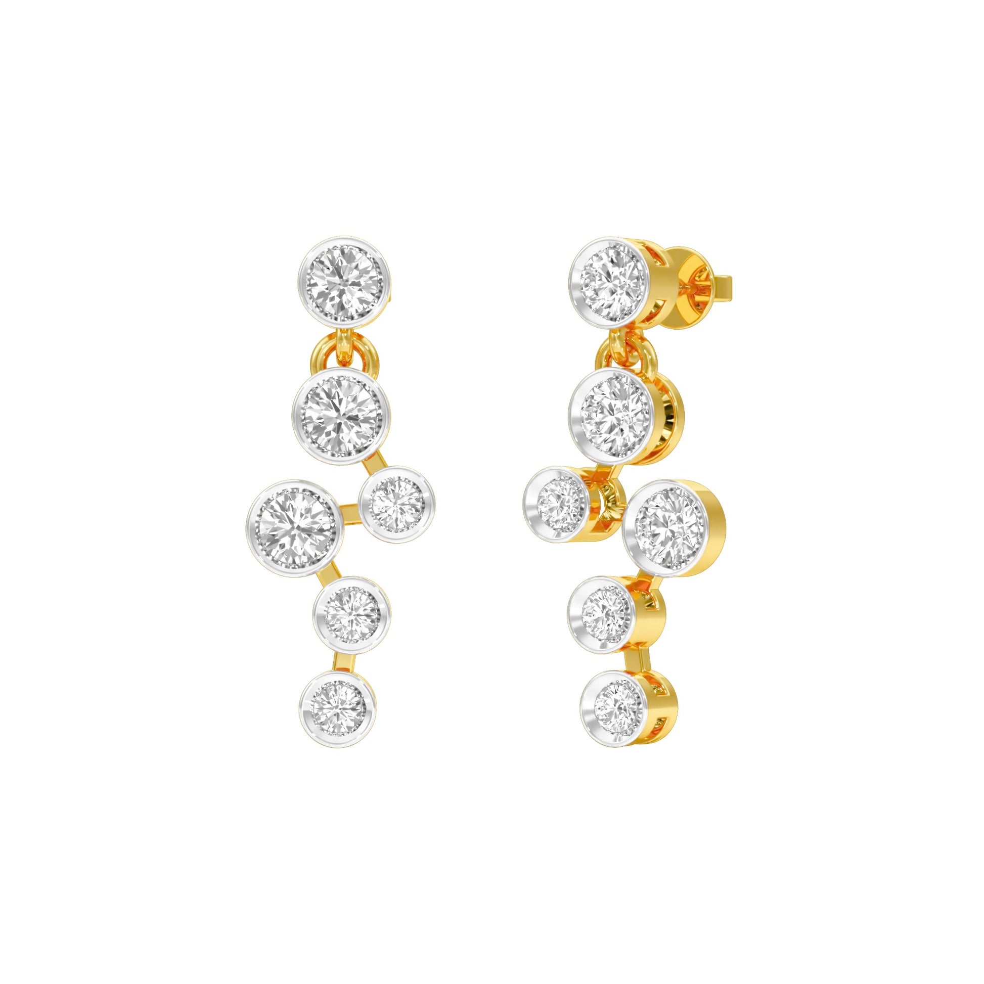 Dots in Motion Diamond Drop Earrings 18 KT / Yellow Gold