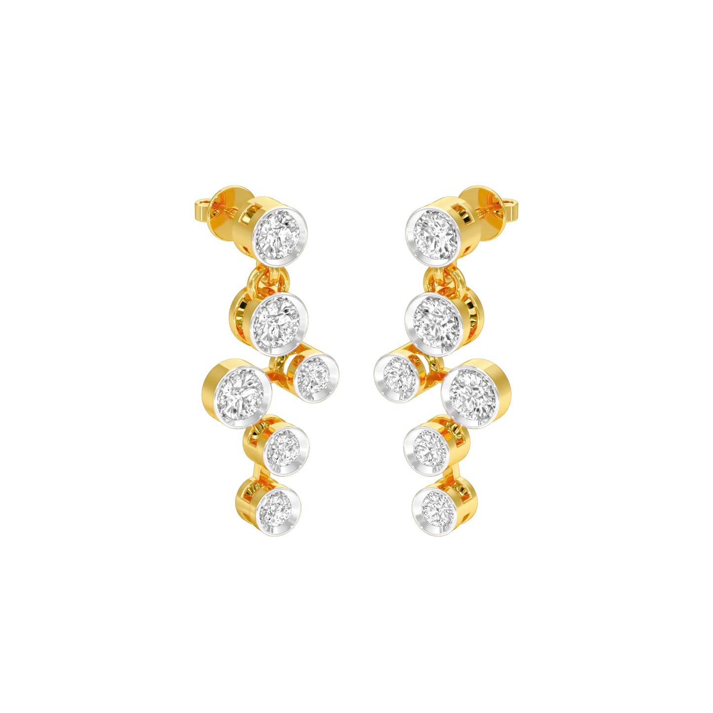 Dots in Motion Diamond Drop Earrings 18 KT / Yellow Gold