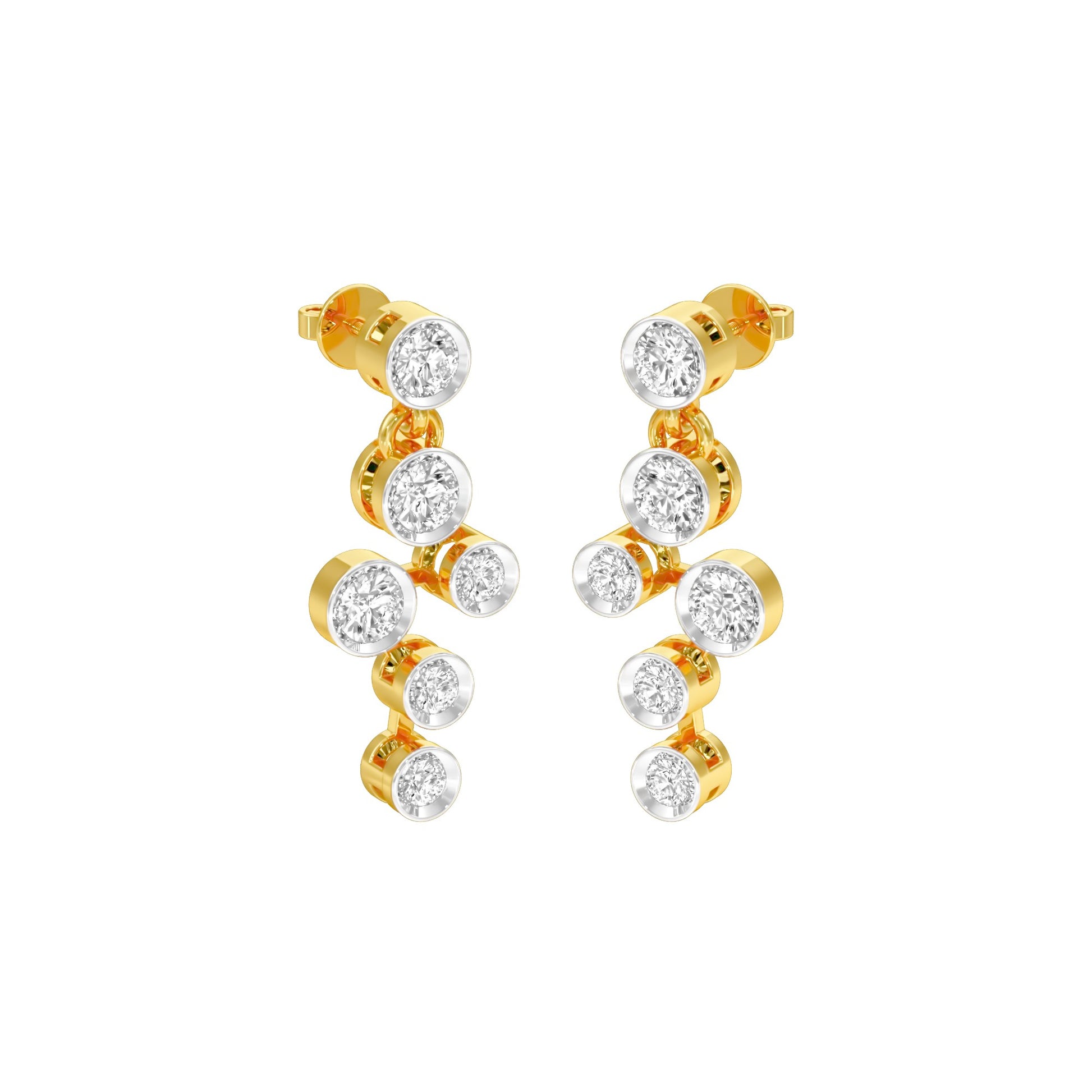 Dots in Motion Diamond Drop Earrings 18 KT / Yellow Gold