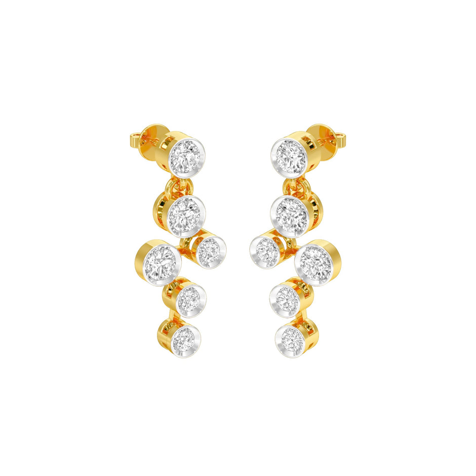 Dots in Motion Diamond Drop Earrings 18 KT / Yellow Gold