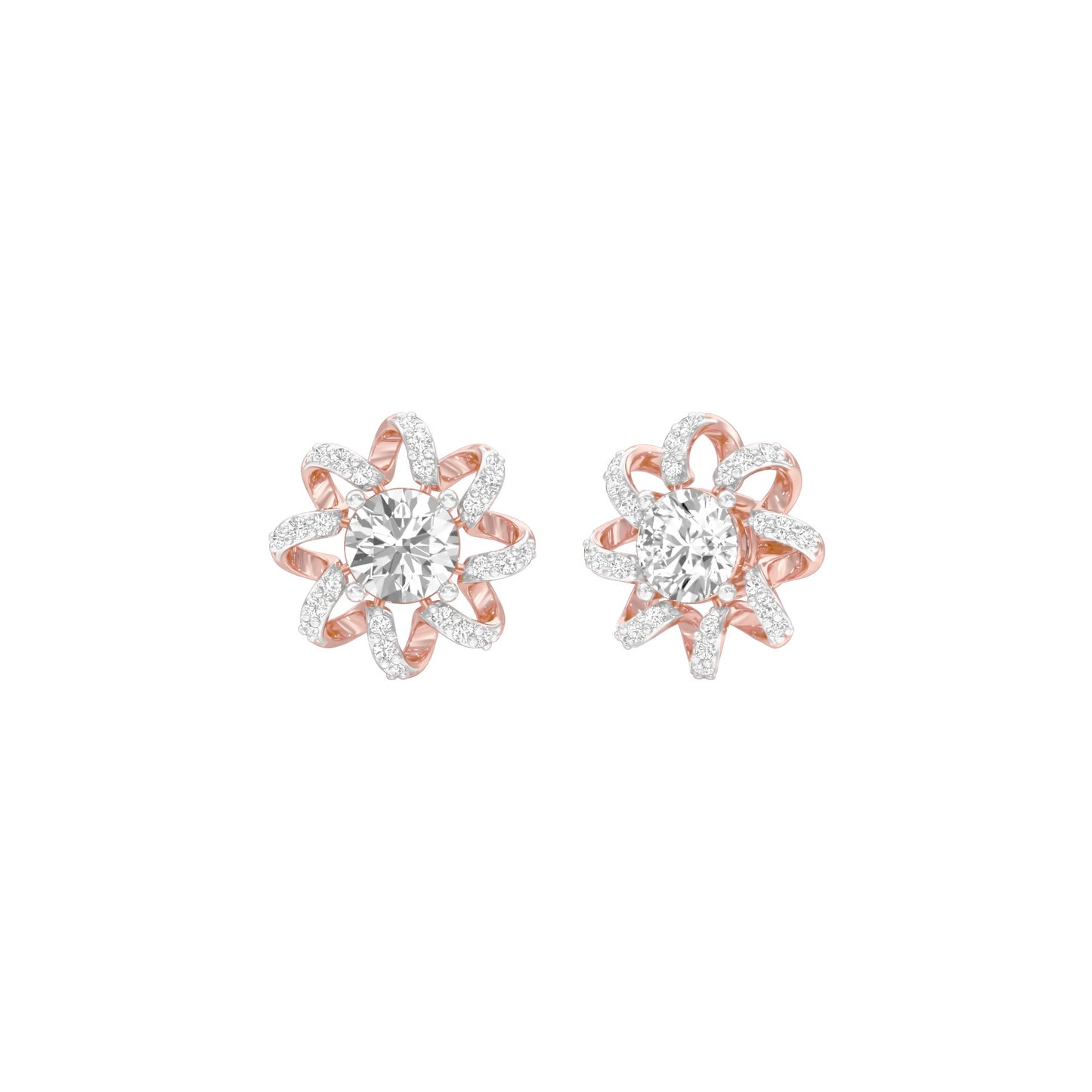 Daisy Side Diamond Stud Earrings 18 KT / Rose Gold