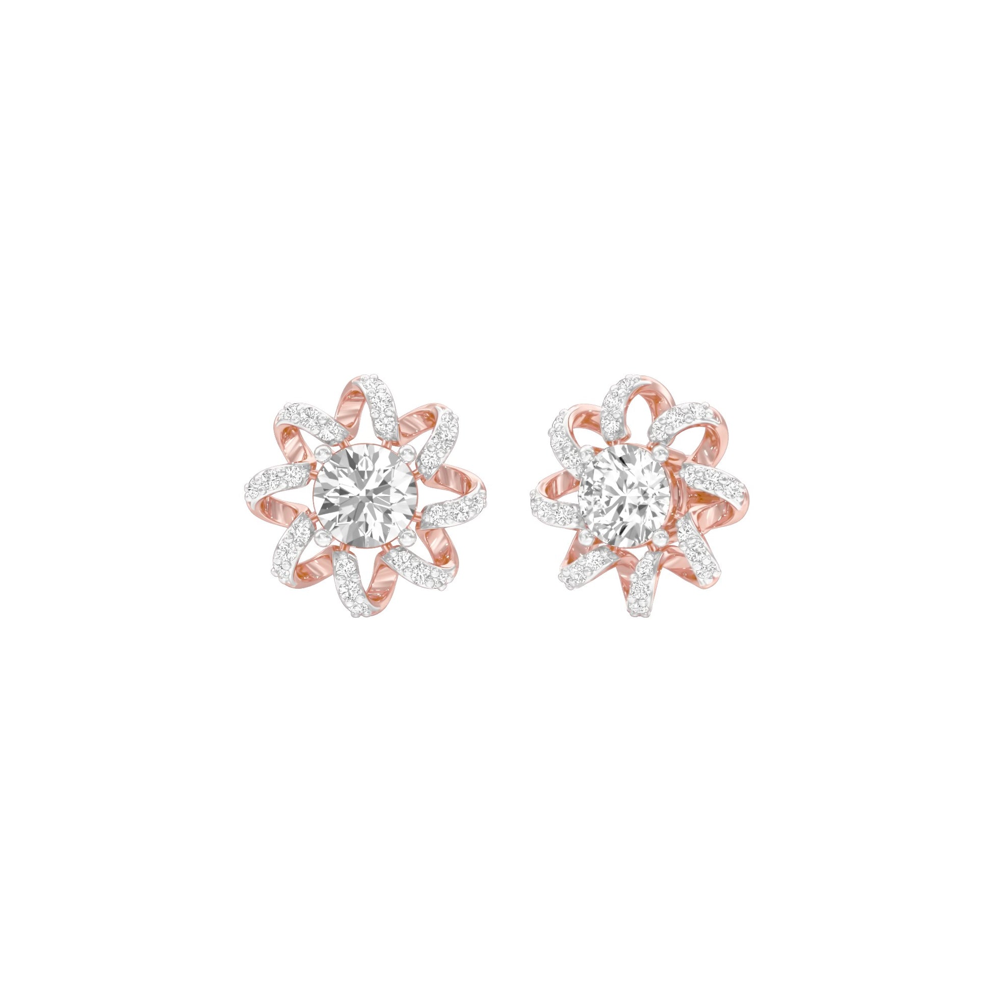Daisy Side Diamond Stud Earrings 18 KT / Rose Gold