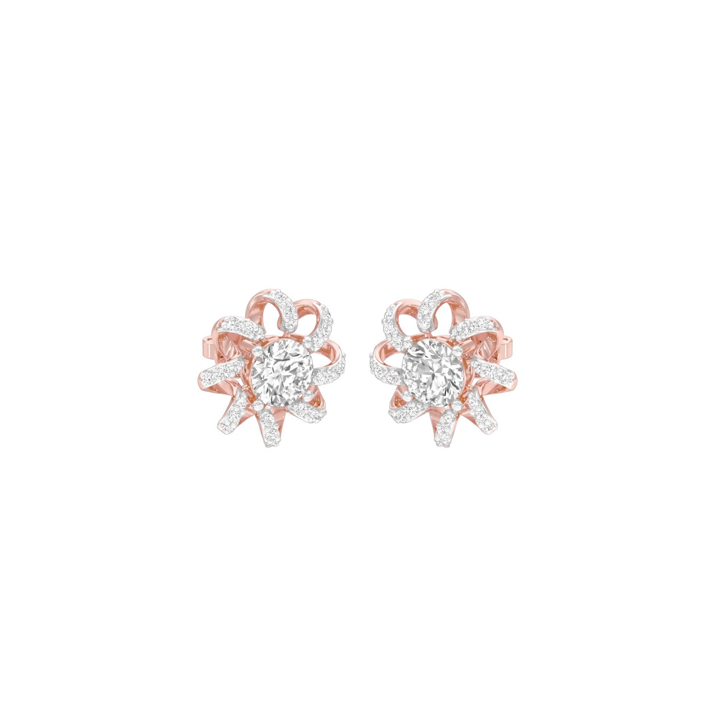 Daisy Side Diamond Stud Earrings 18 KT / Rose Gold