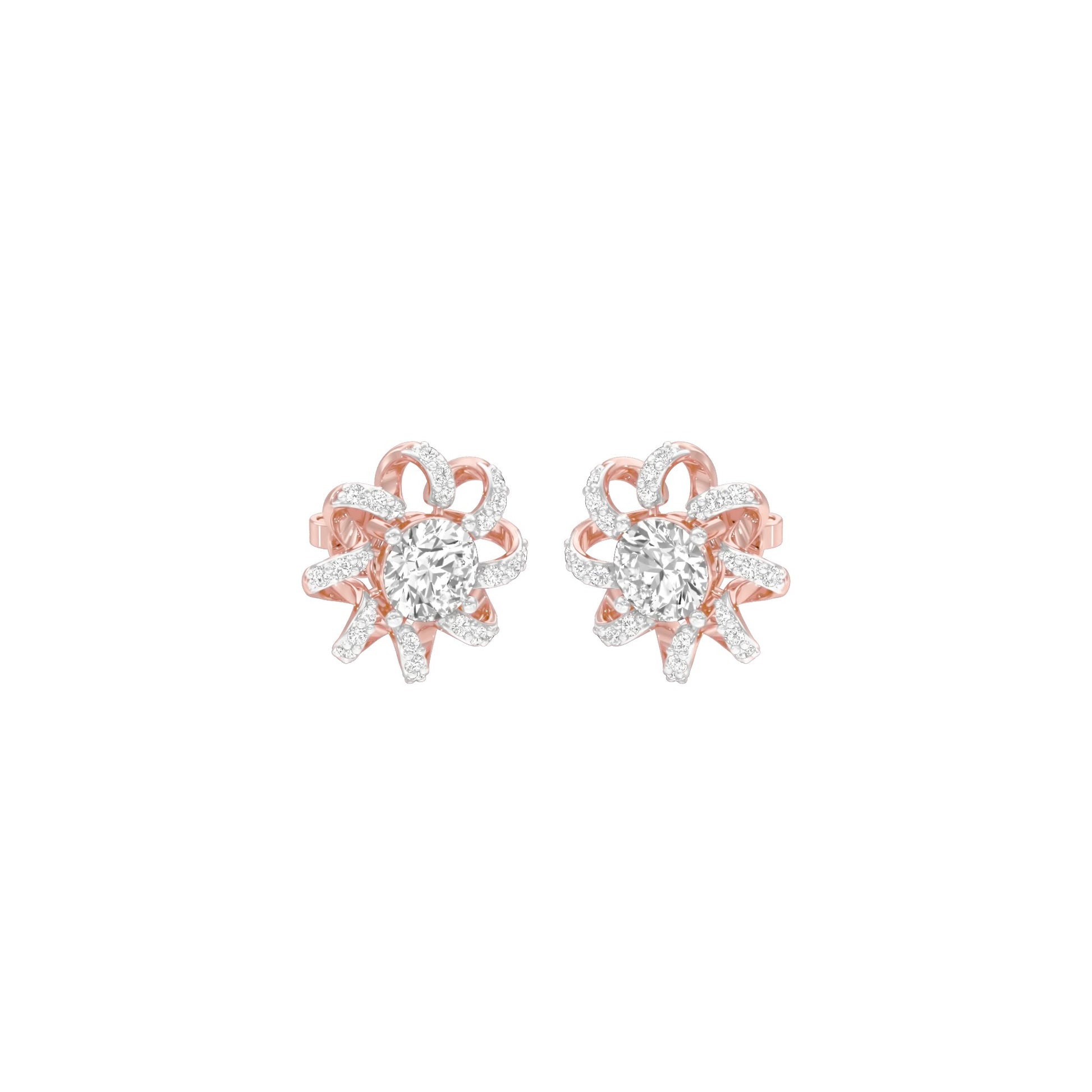 Daisy Side Diamond Stud Earrings 18 KT / Rose Gold