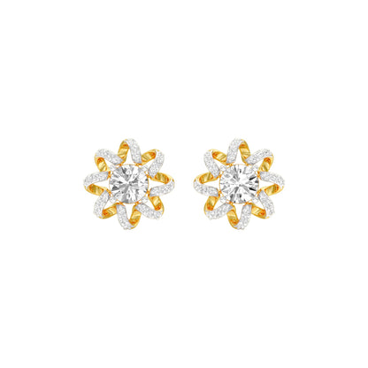 Daisy Side Diamond Stud Earrings 18 KT / Yellow Gold