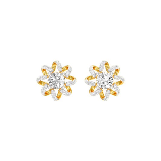 Daisy Side Diamond Stud Earrings 18 KT / Yellow Gold
