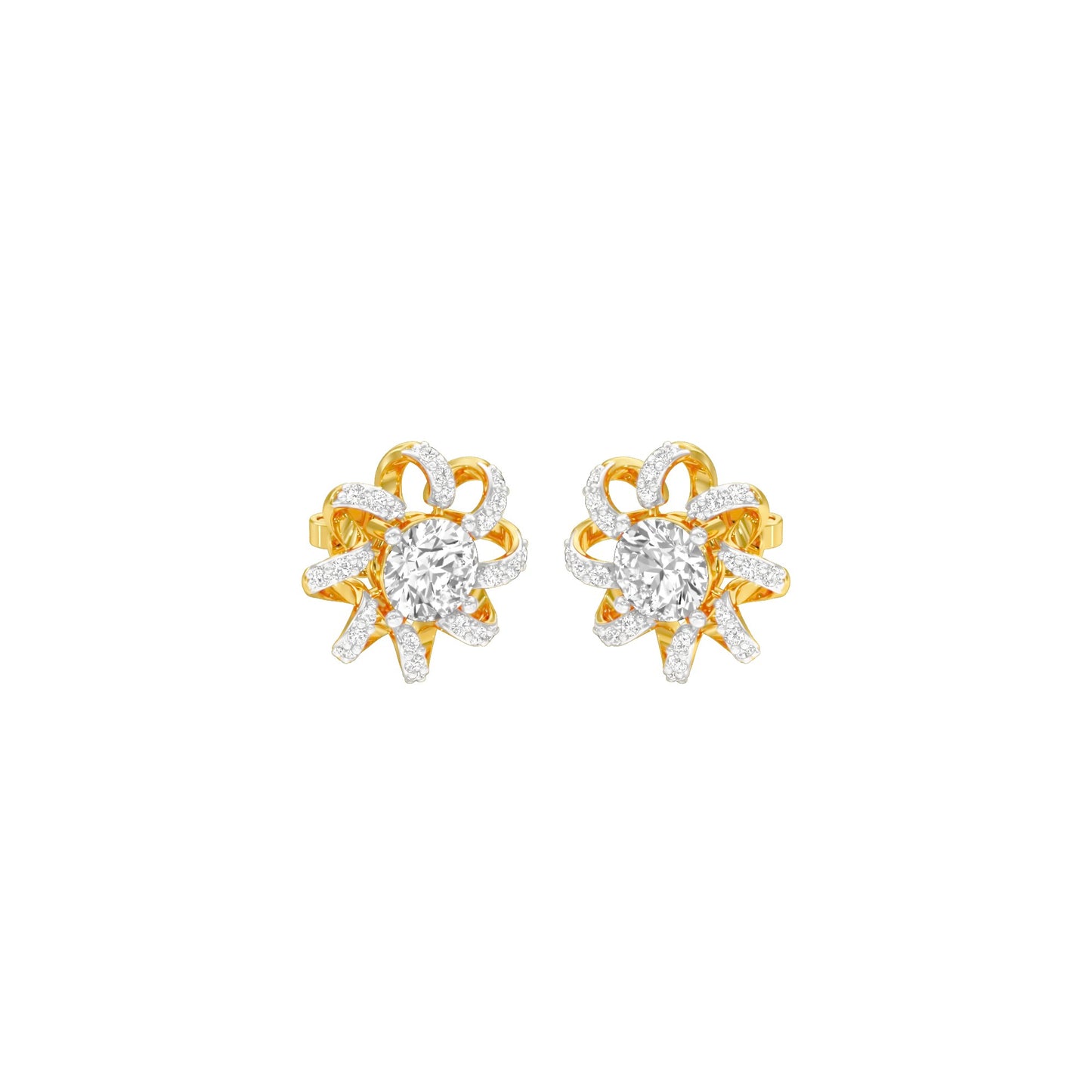Daisy Side Diamond Stud Earrings 18 KT / Yellow Gold
