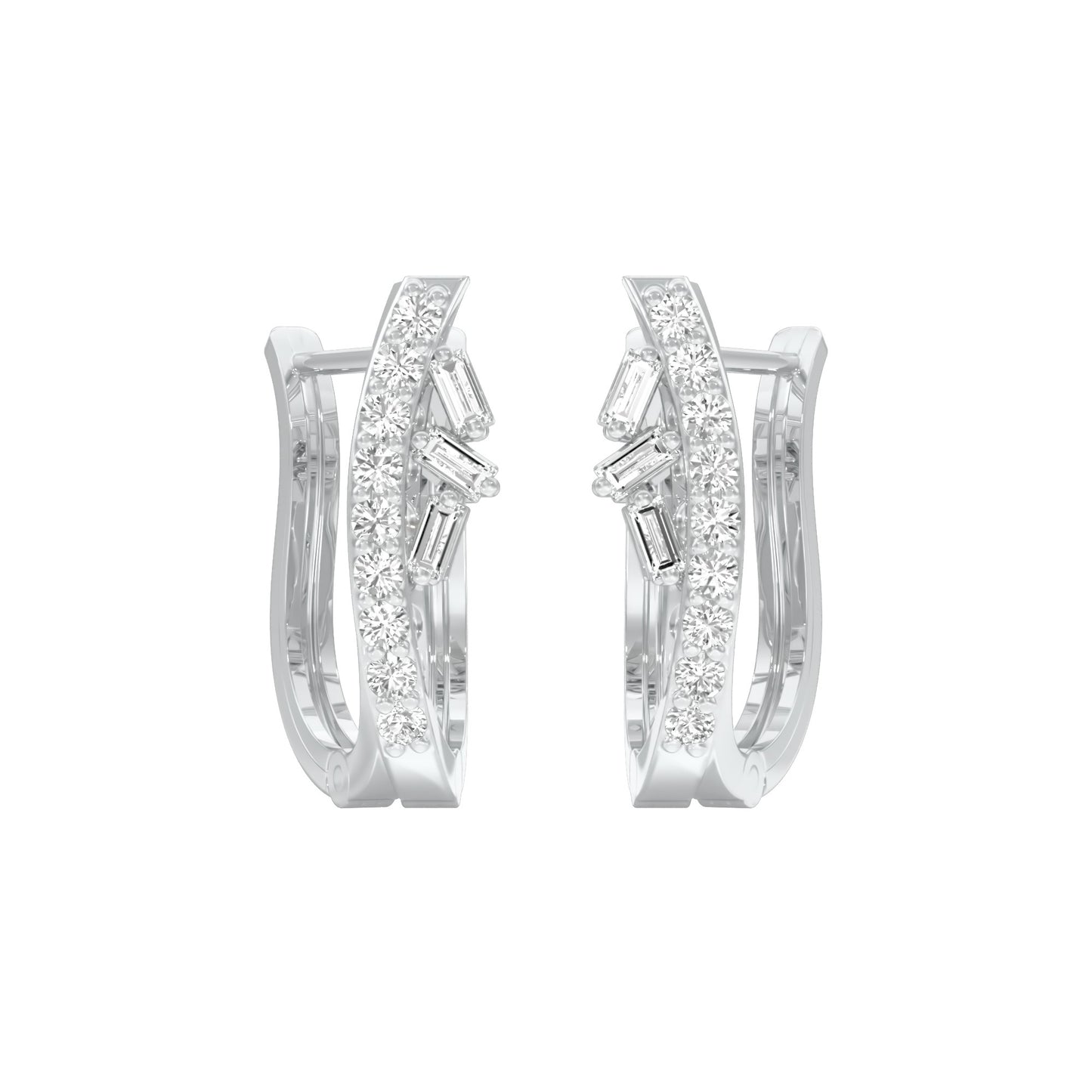 Precision Hoop Diamond Bali Earrings 18 KT / White Gold