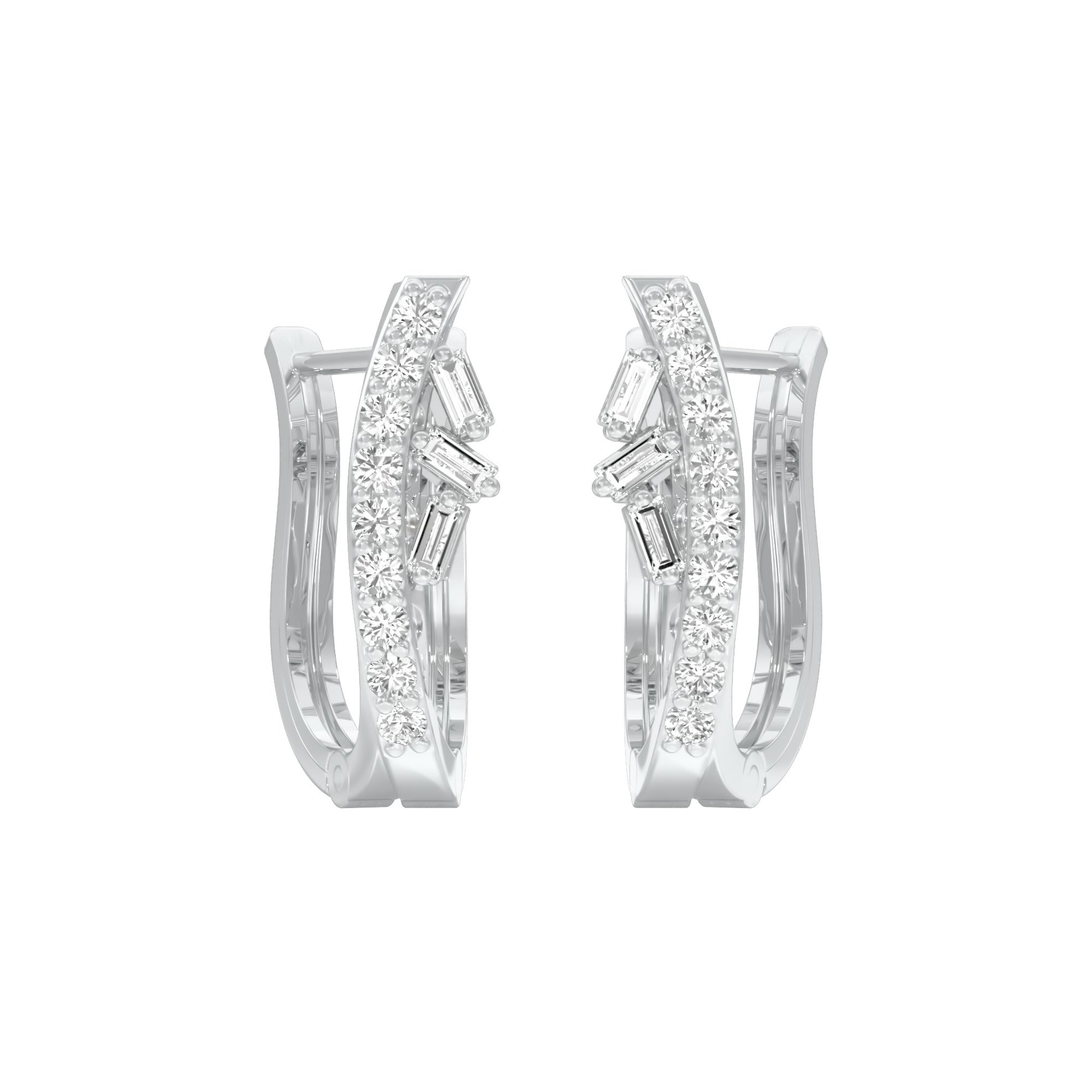 Precision Hoop Diamond Bali Earrings 18 KT / White Gold