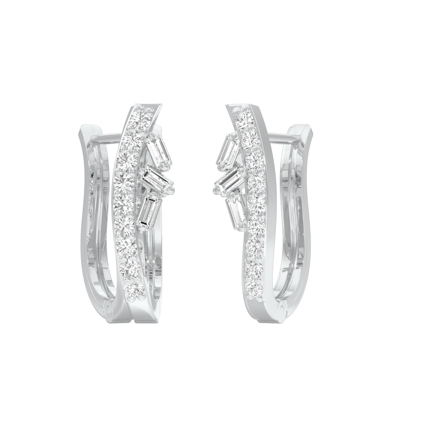 Precision Hoop Diamond Bali Earrings 18 KT / White Gold