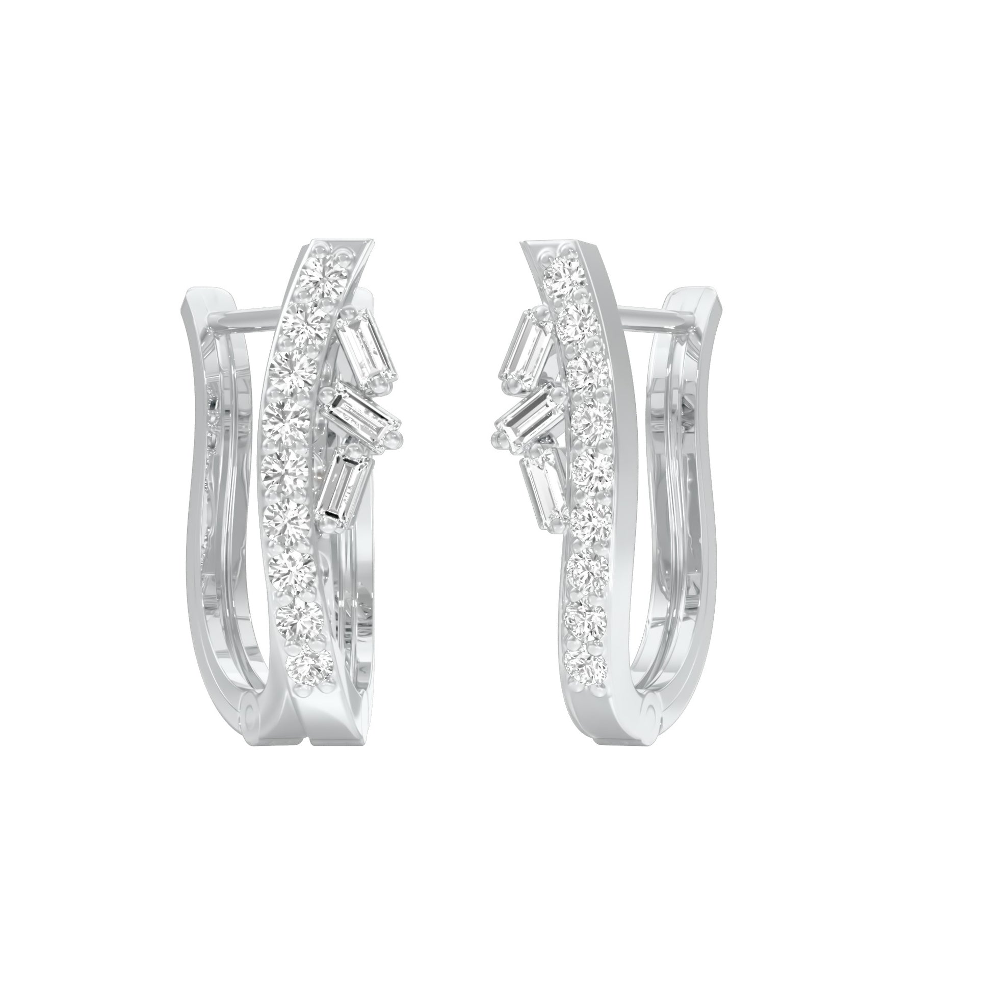 Precision Hoop Diamond Bali Earrings 18 KT / White Gold