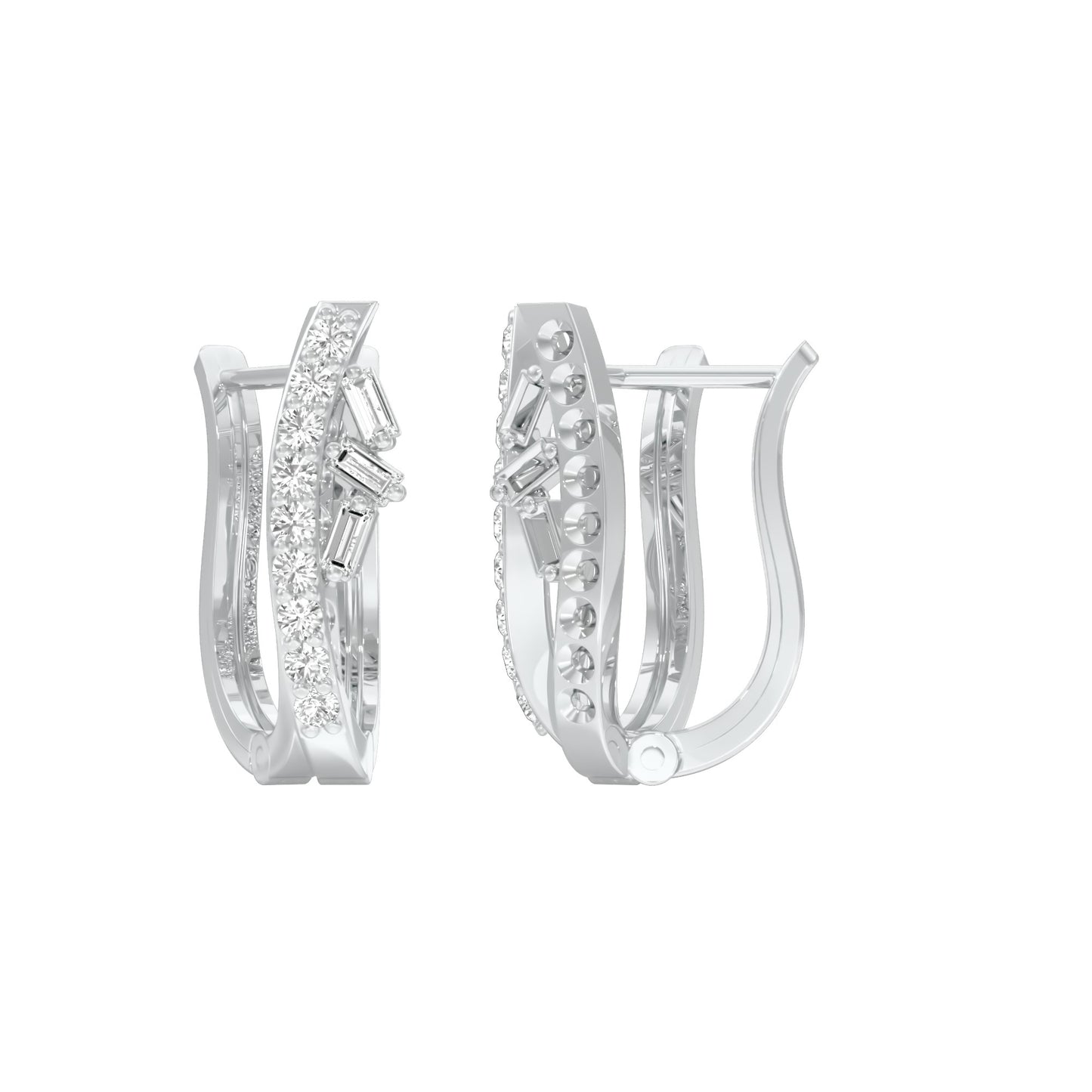 Precision Hoop Diamond Bali Earrings 18 KT / White Gold