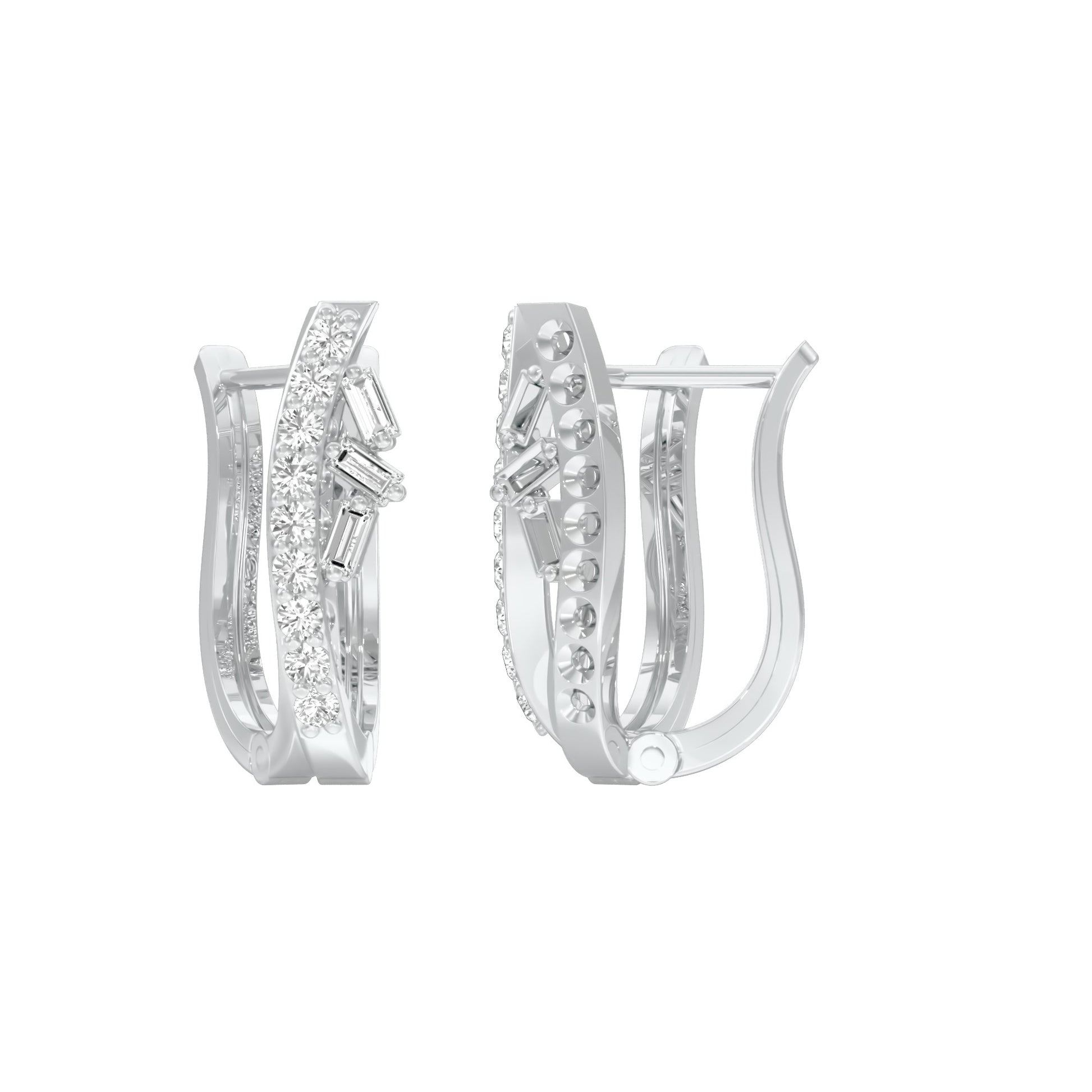 Precision Hoop Diamond Bali Earrings 18 KT / White Gold